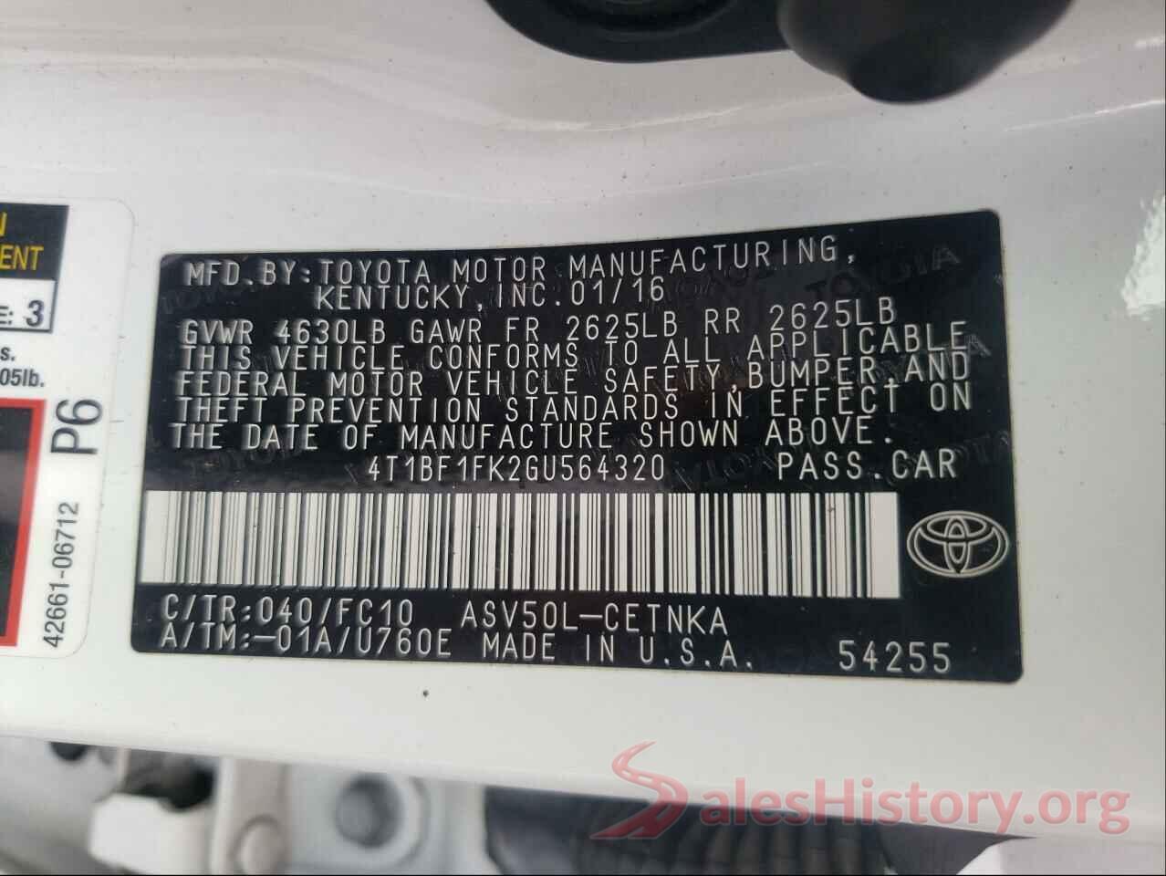 4T1BF1FK2GU564320 2016 TOYOTA CAMRY