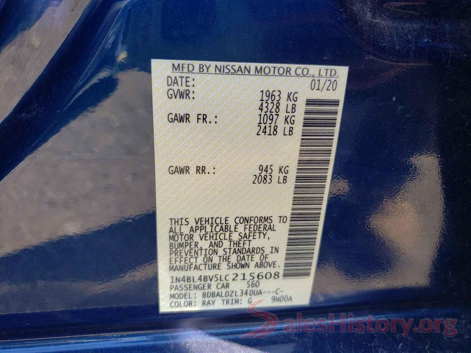 1N4BL4BV5LC215608 2020 NISSAN ALTIMA