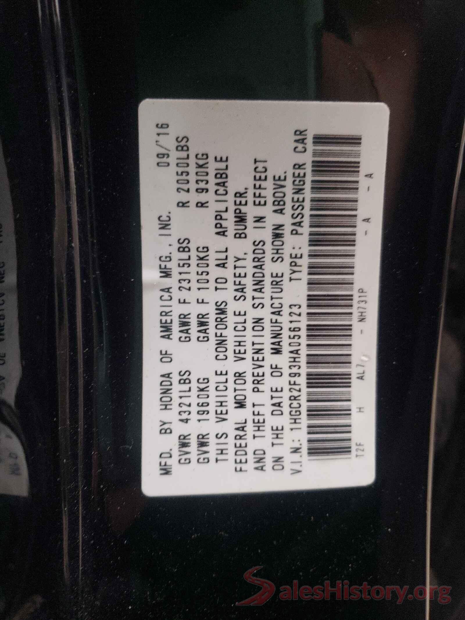 1HGCR2F93HA056123 2017 HONDA ACCORD