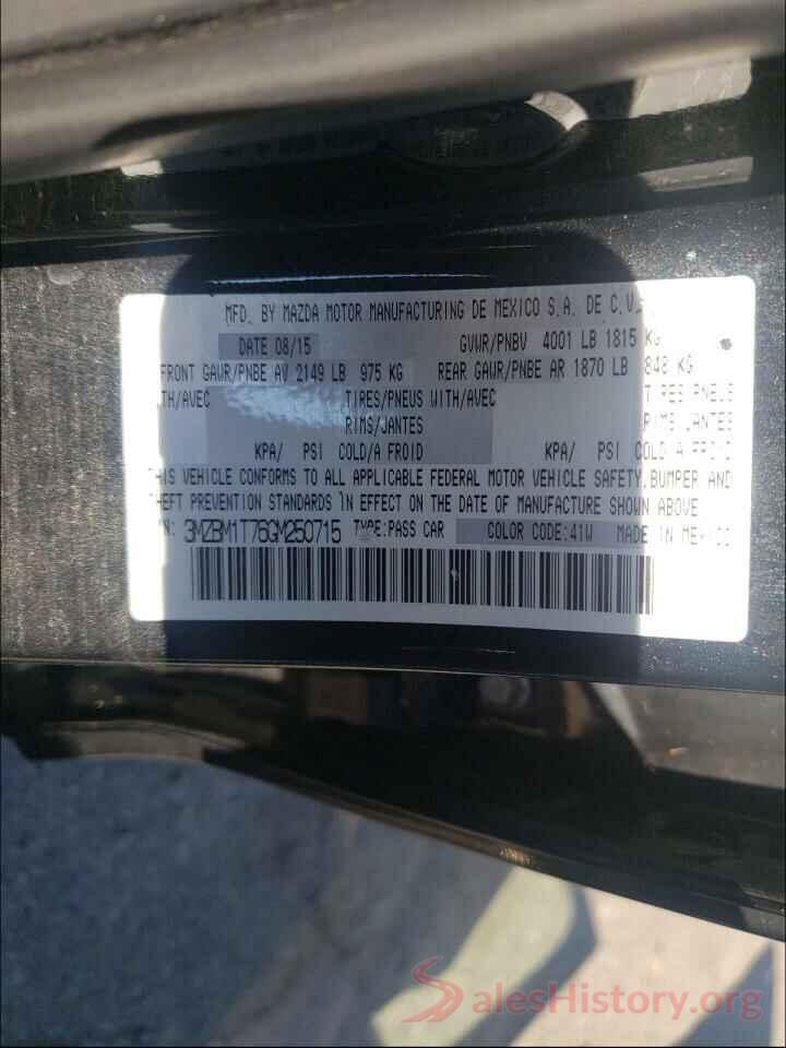 3MZBM1T76GM250715 2016 MAZDA 3