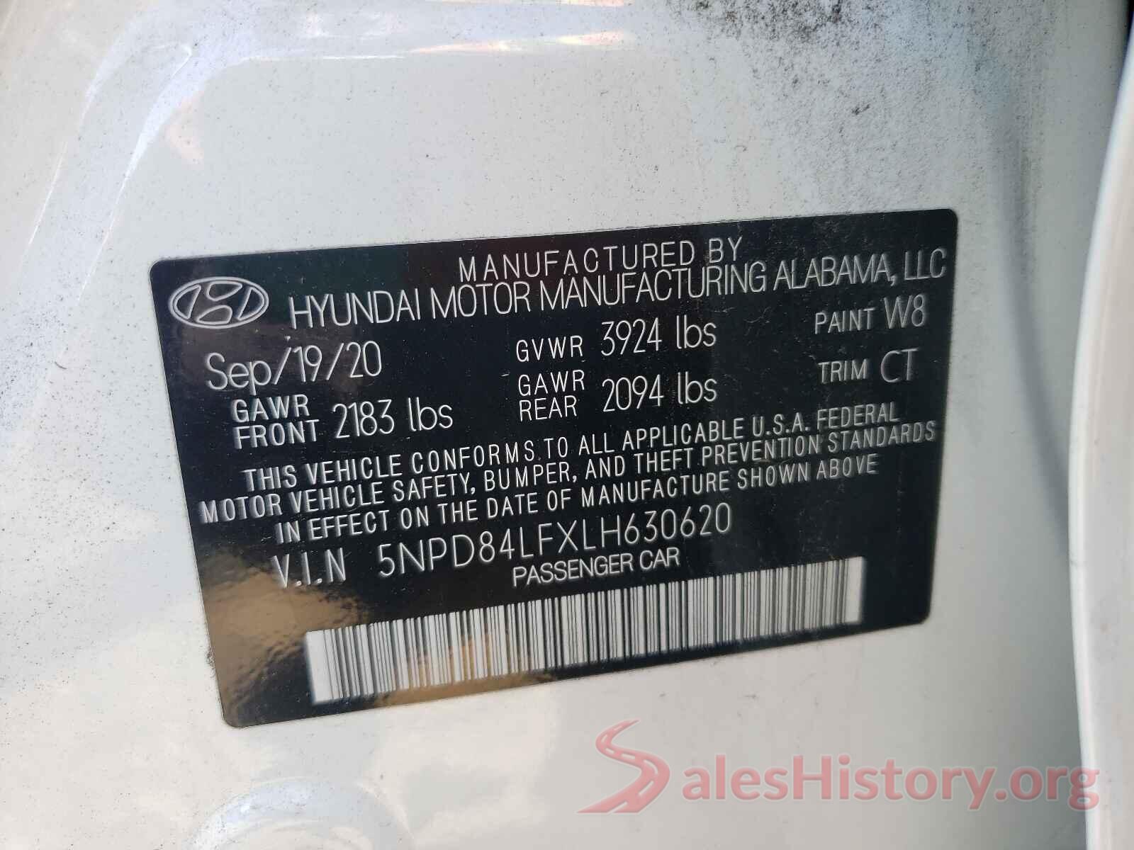 5NPD84LFXLH630620 2020 HYUNDAI ELANTRA