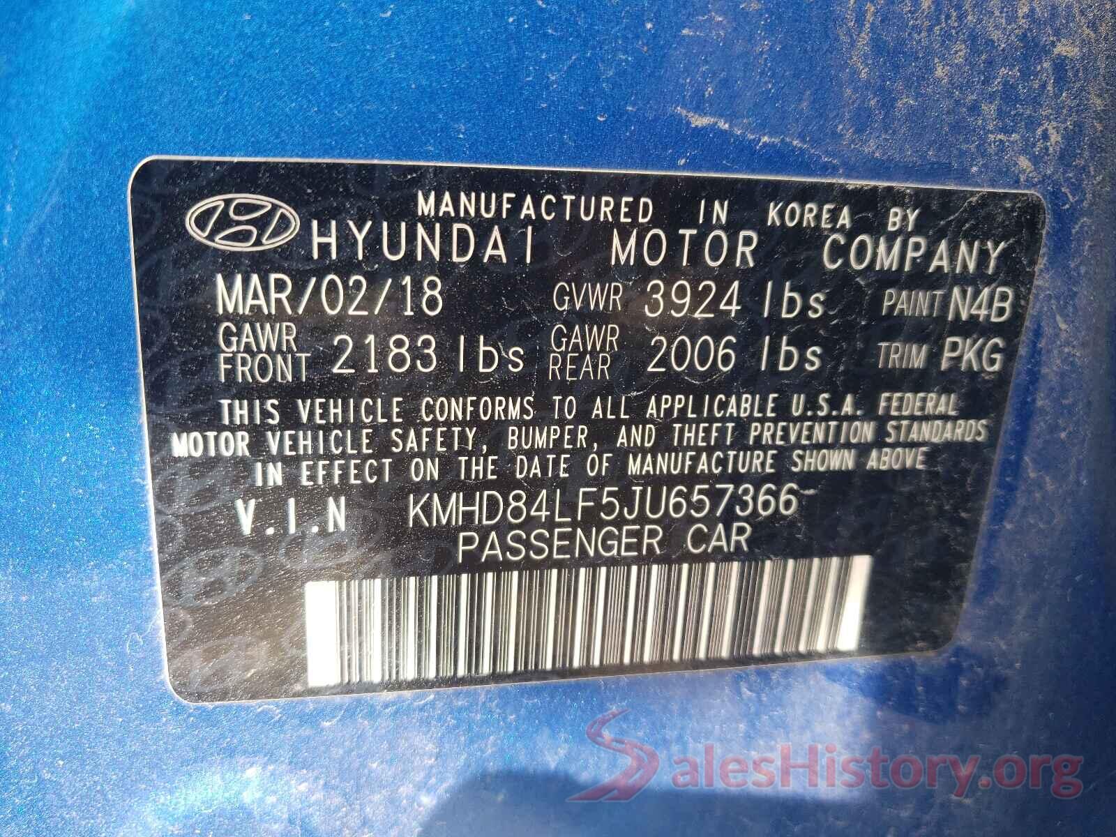 KMHD84LF5JU657366 2018 HYUNDAI ELANTRA