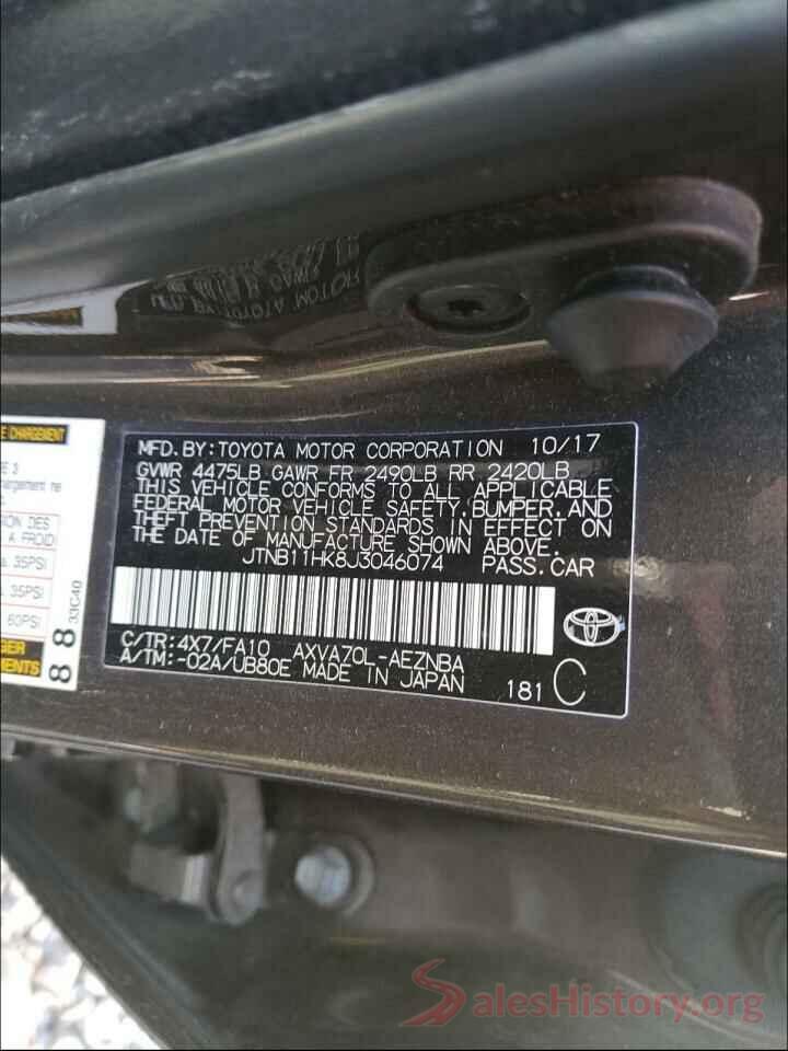 JTNB11HK8J3046074 2018 TOYOTA CAMRY