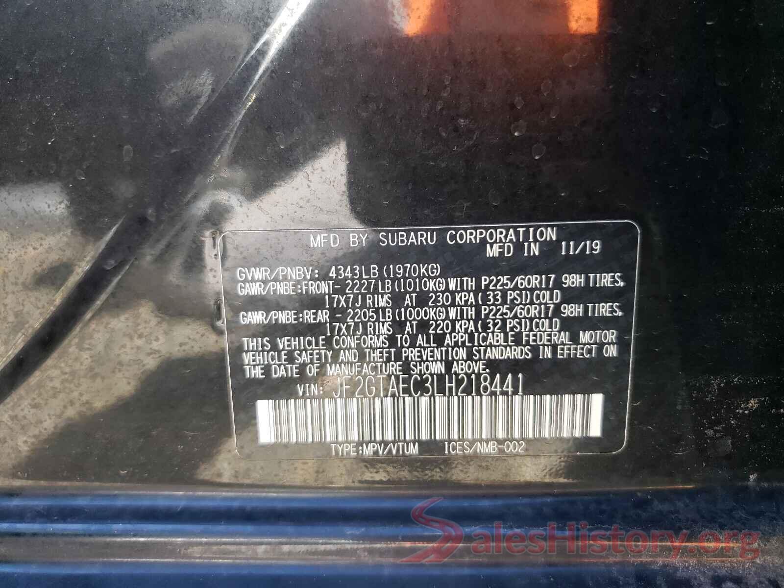 JF2GTAEC3LH218441 2020 SUBARU CROSSTREK