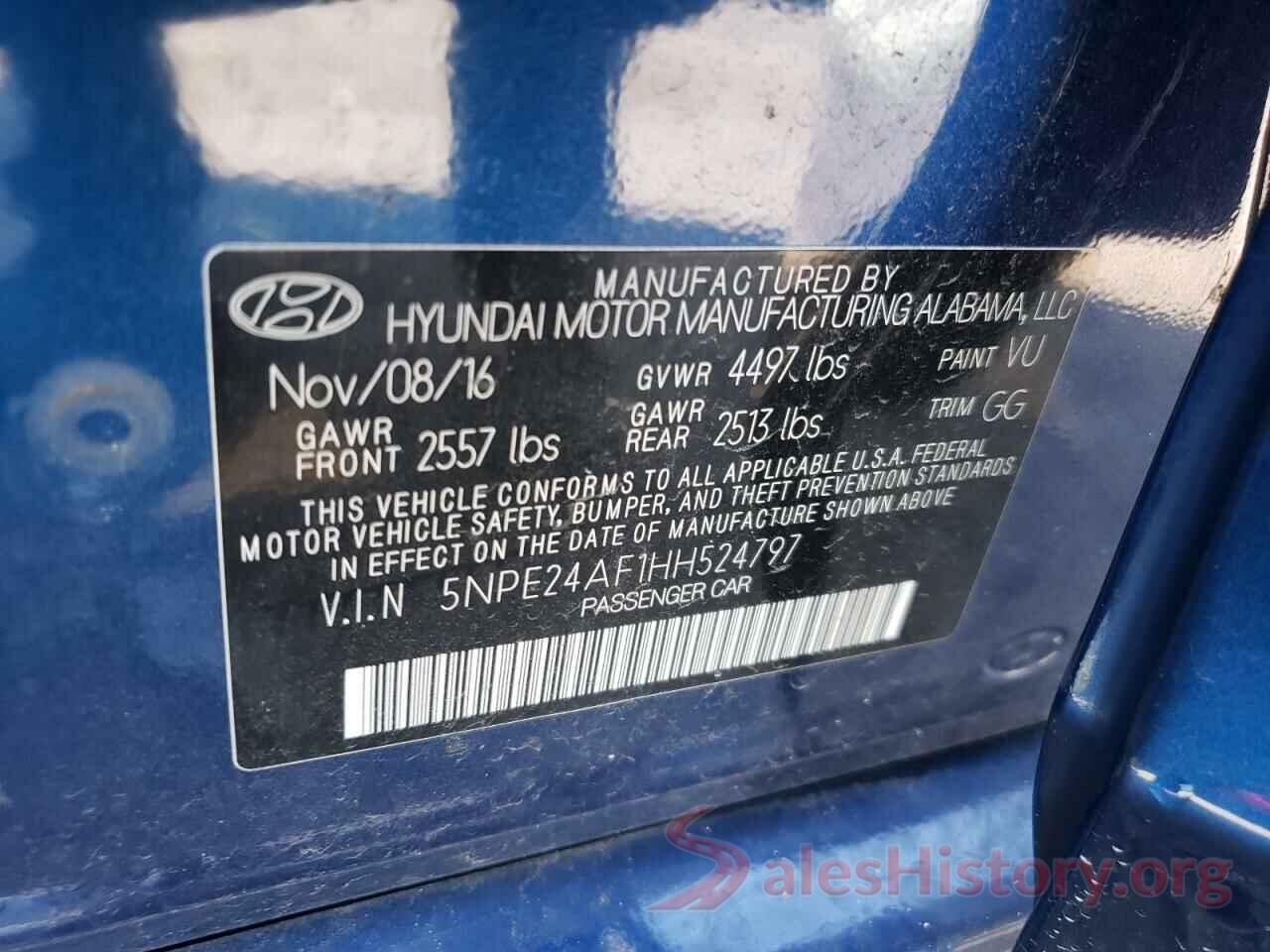 5NPE24AF1HH524797 2017 HYUNDAI SONATA