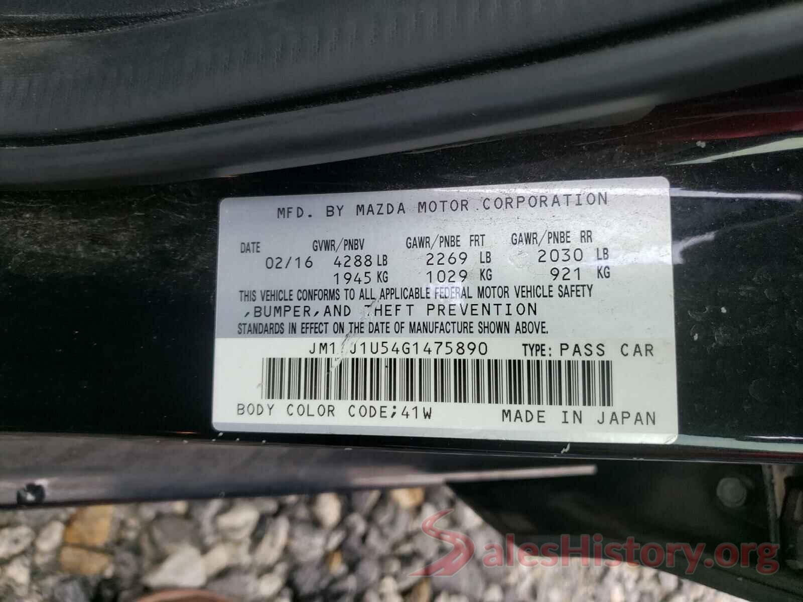 JM1GJ1U54G1475890 2016 MAZDA 6