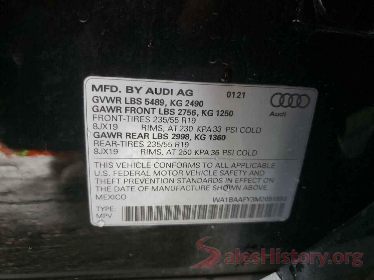 WA1BAAFY3M2051893 2021 AUDI Q5