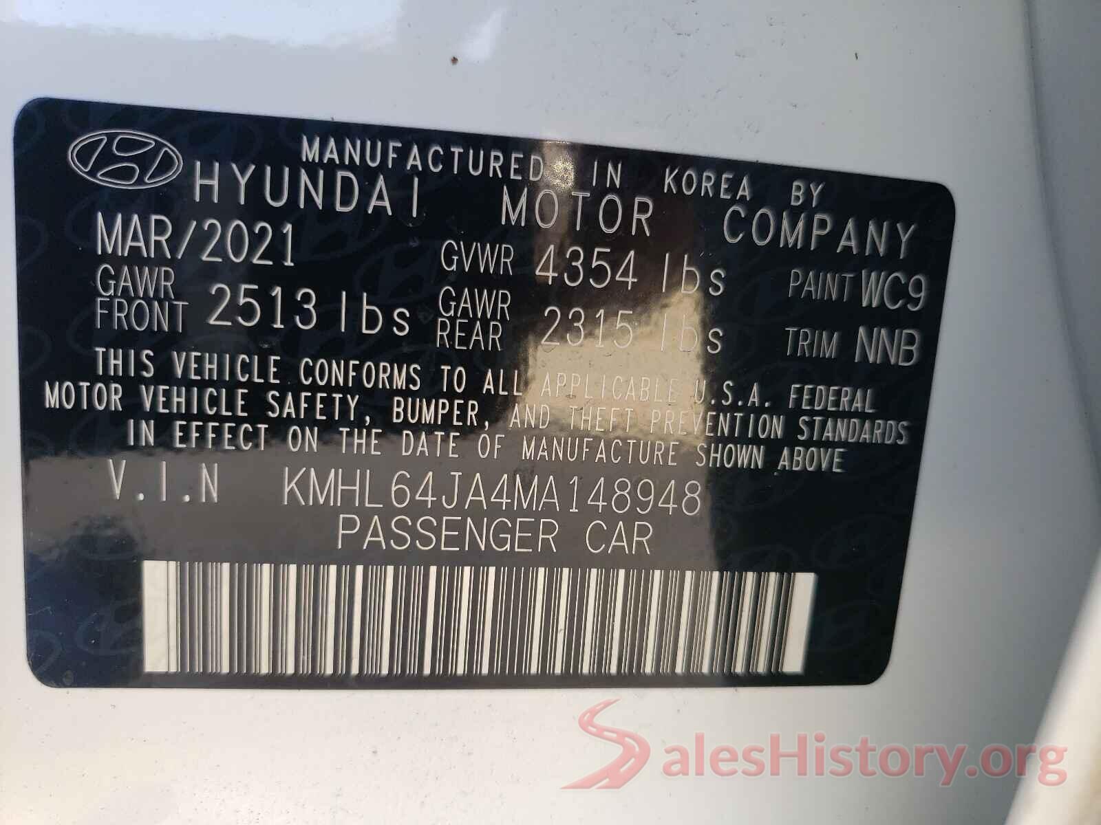 KMHL64JA4MA148948 2021 HYUNDAI SONATA