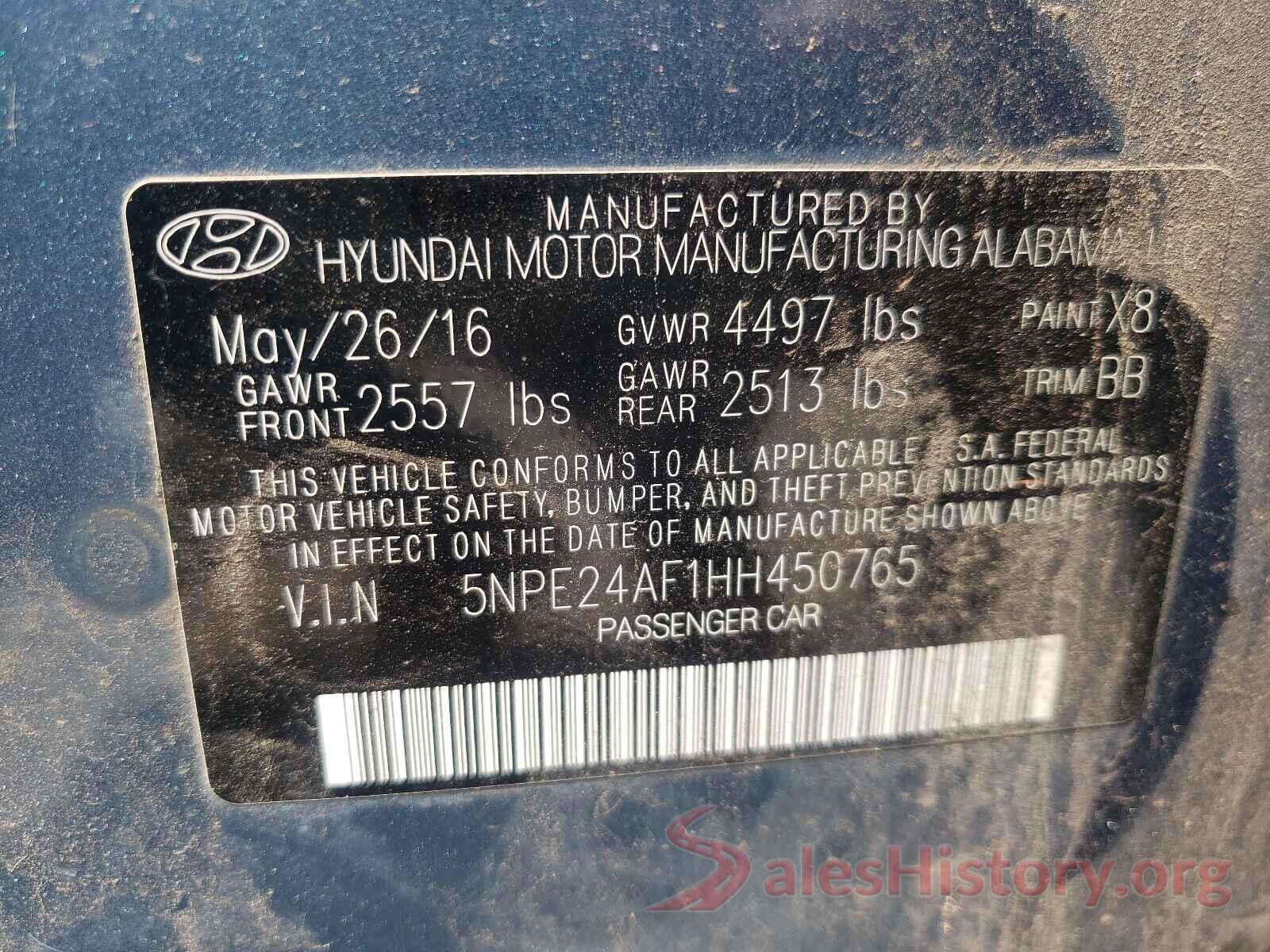 5NPE24AF1HH450765 2017 HYUNDAI SONATA