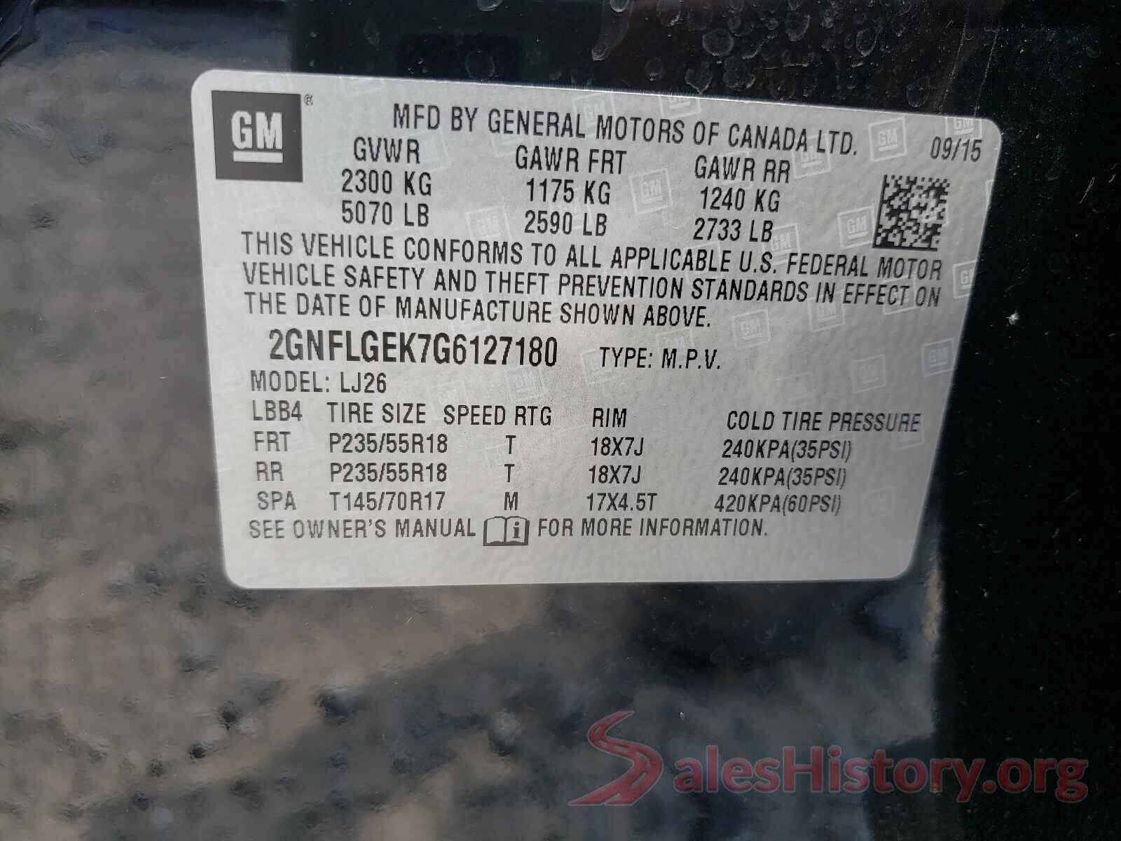 2GNFLGEK7G6127180 2016 CHEVROLET EQUINOX