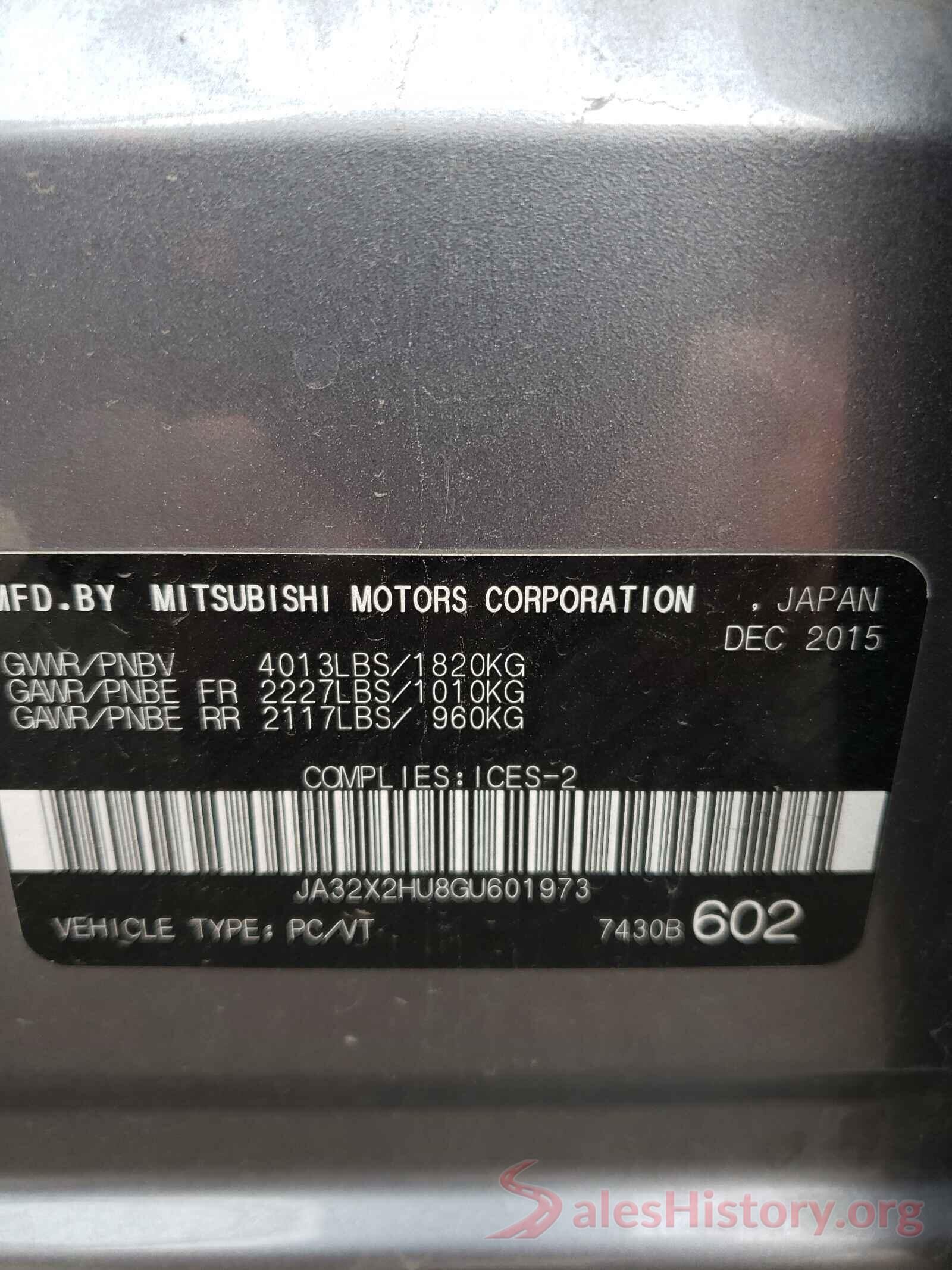 JA32X2HU8GU601973 2016 MITSUBISHI LANCER