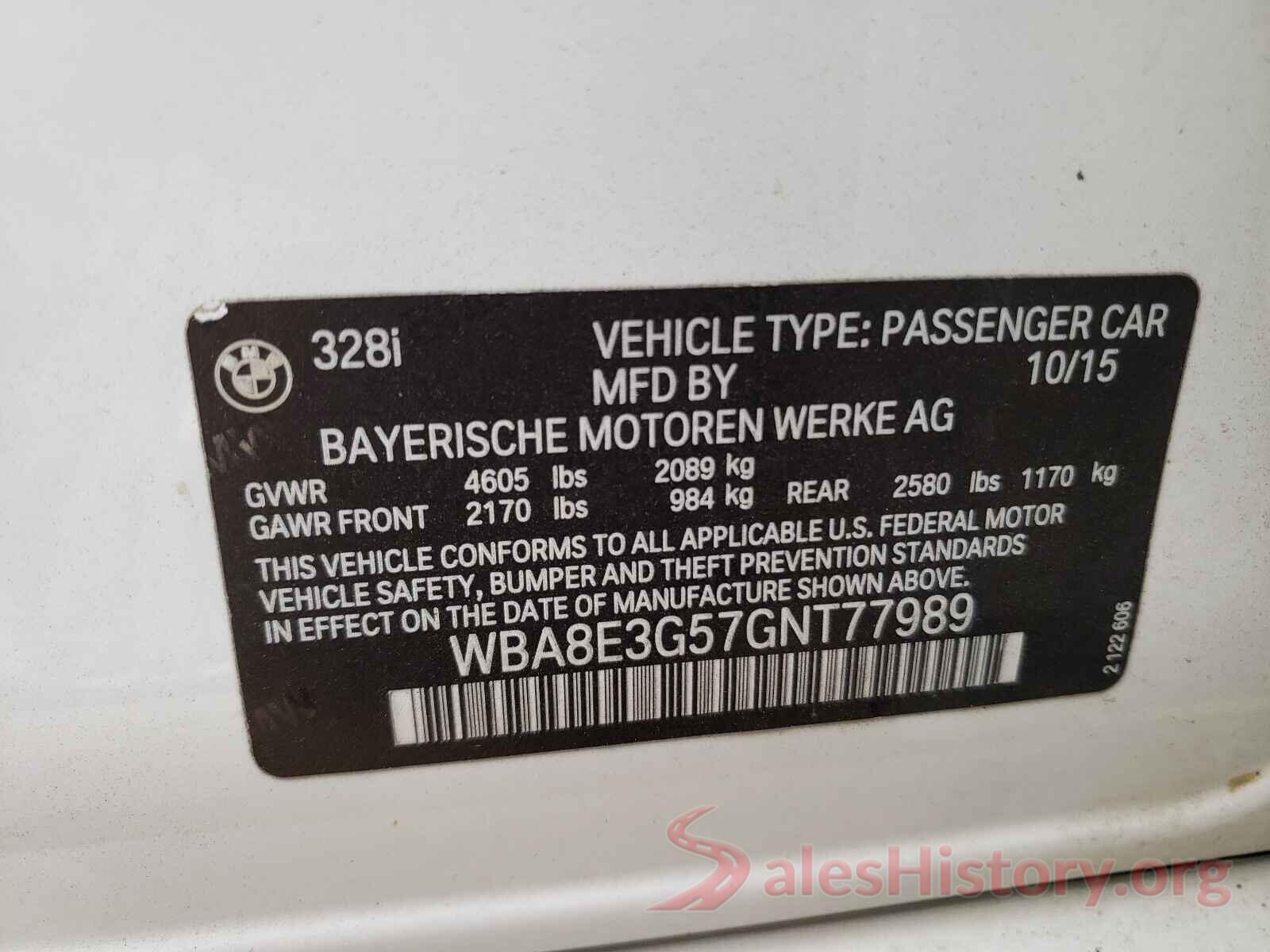 WBA8E3G57GNT77989 2016 BMW 3 SERIES