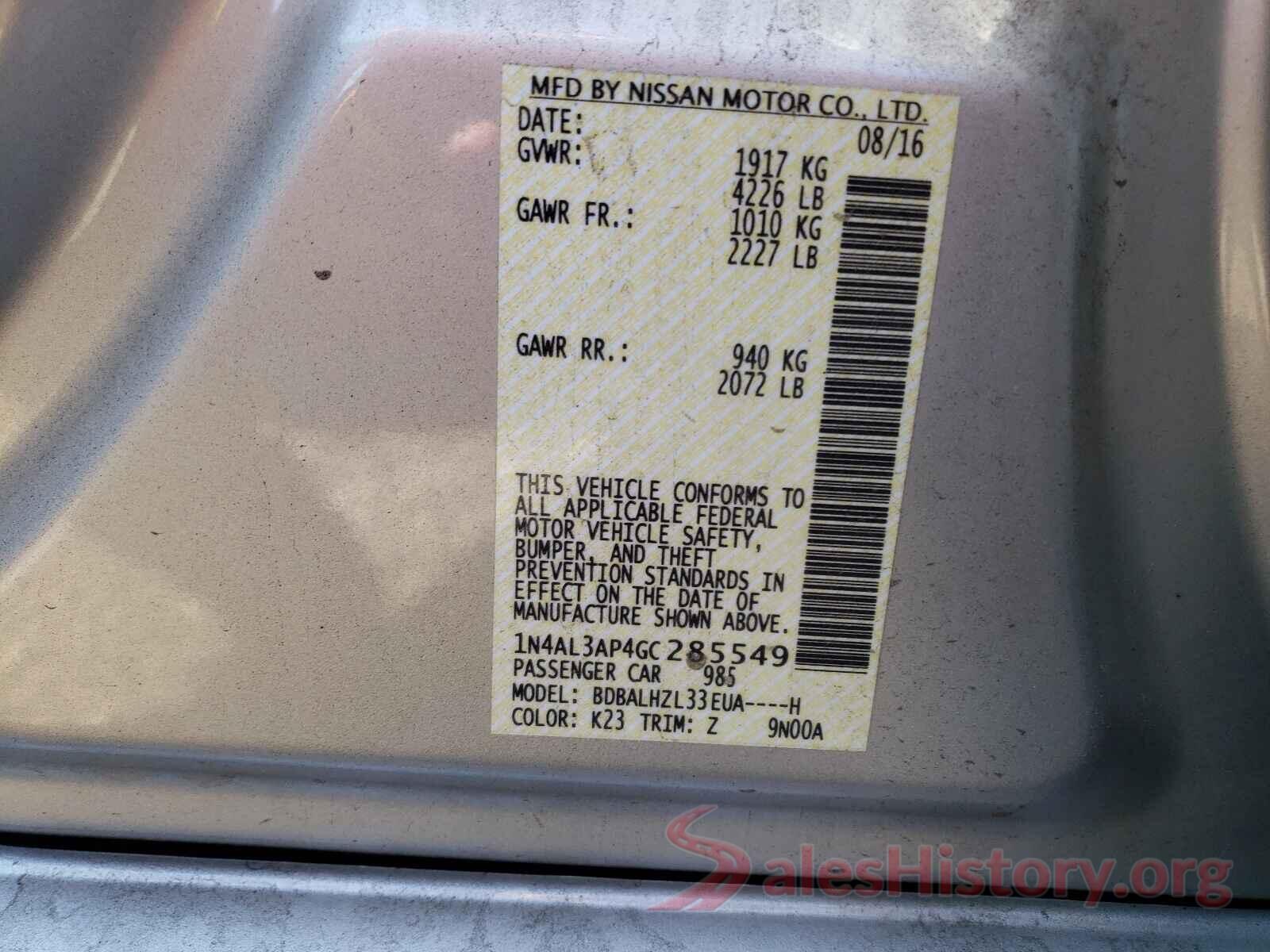 1N4AL3AP4GC285549 2016 NISSAN ALTIMA