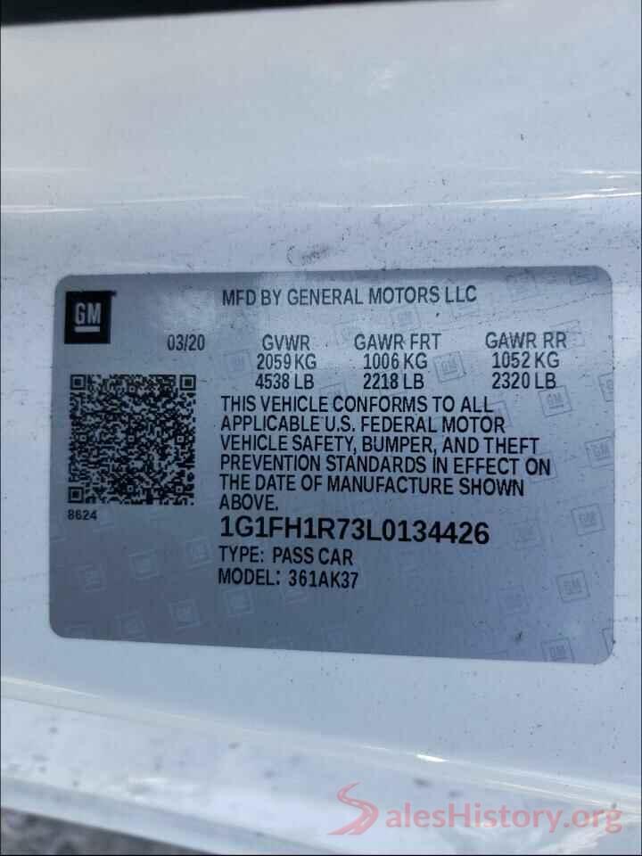 1G1FH1R73L0134426 2020 CHEVROLET CAMARO