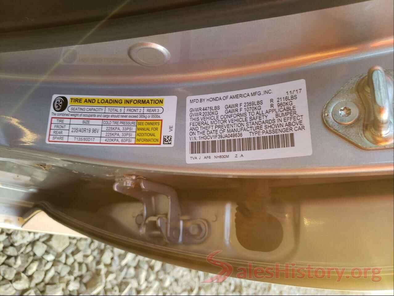 1HGCV1F39JA049636 2018 HONDA ACCORD