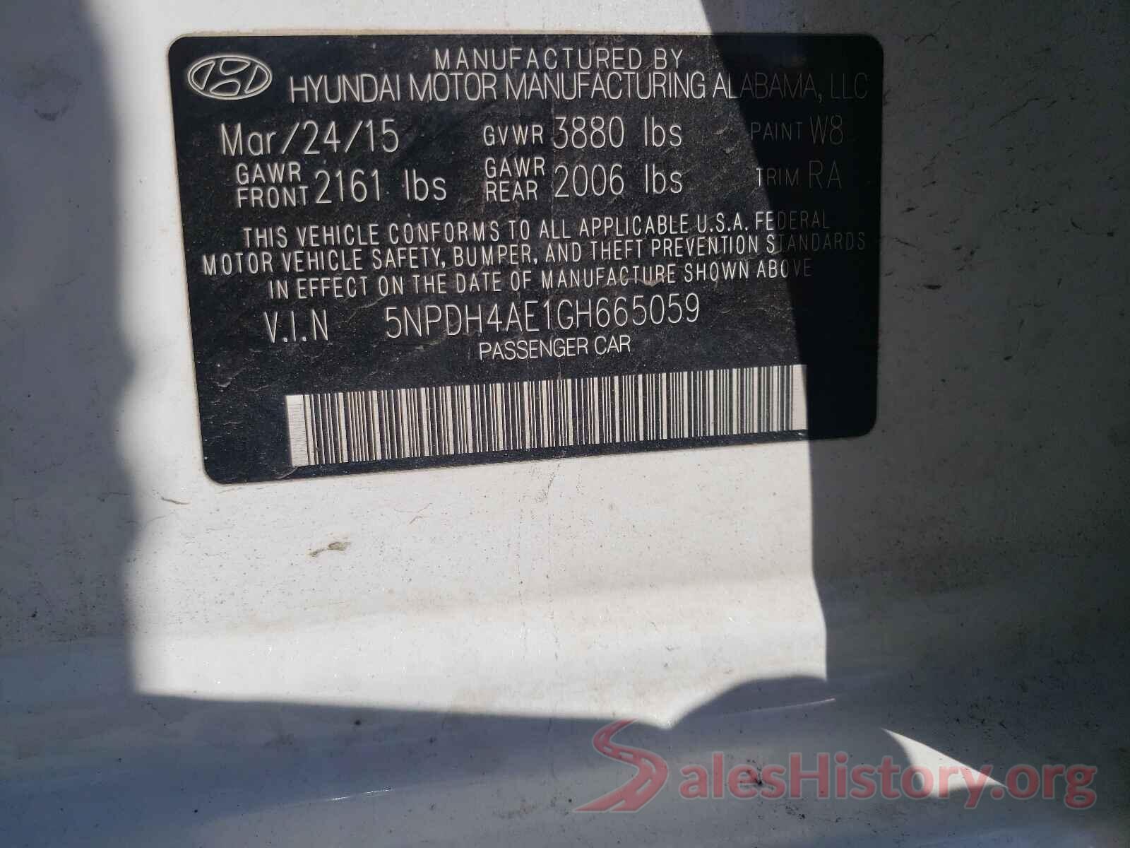 5NPDH4AE1GH665059 2016 HYUNDAI ELANTRA