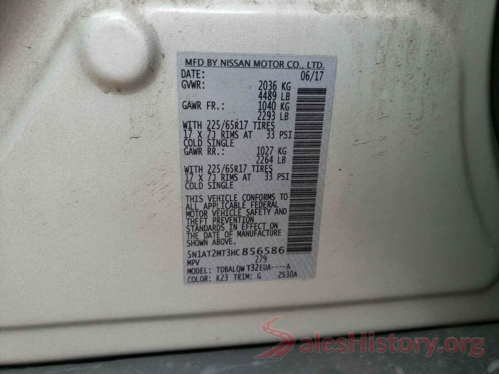 5N1AT2MT3HC856586 2017 NISSAN ROGUE