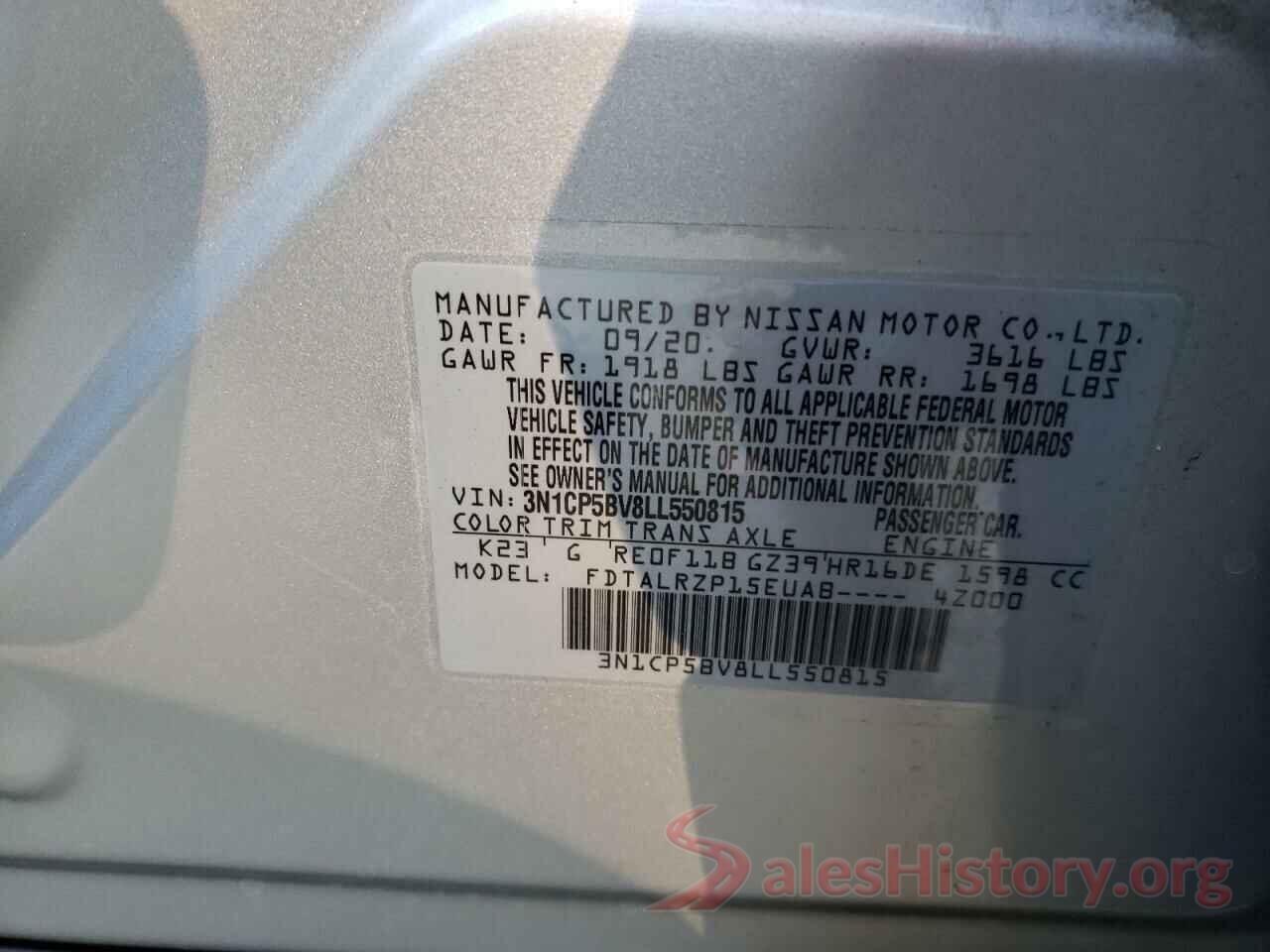 3N1CP5BV8LL550815 2020 NISSAN KICKS