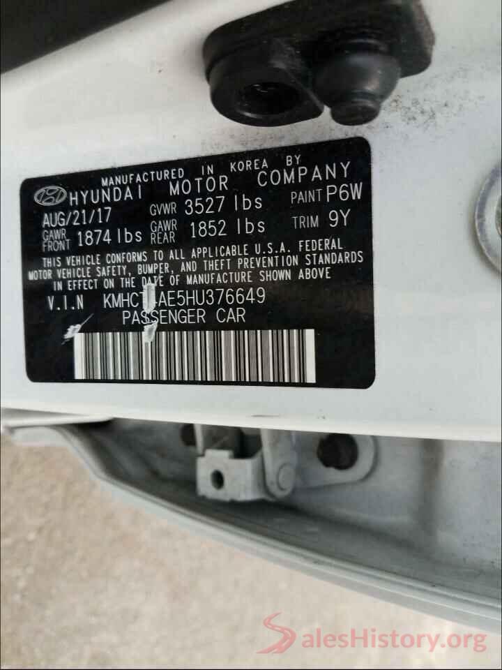 KMHCT4AE5HU376649 2017 HYUNDAI ACCENT