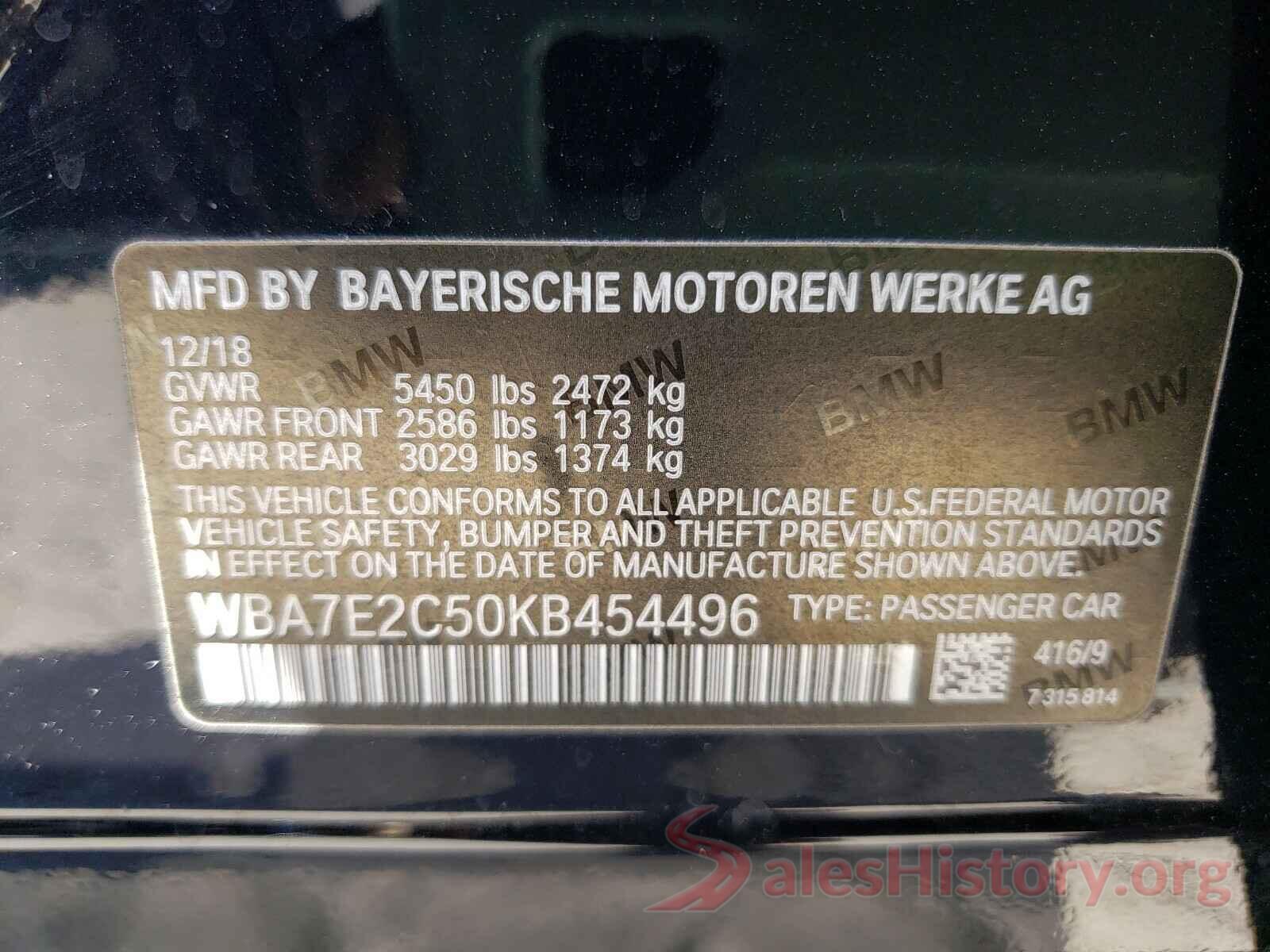 WBA7E2C50KB454496 2019 BMW 7 SERIES