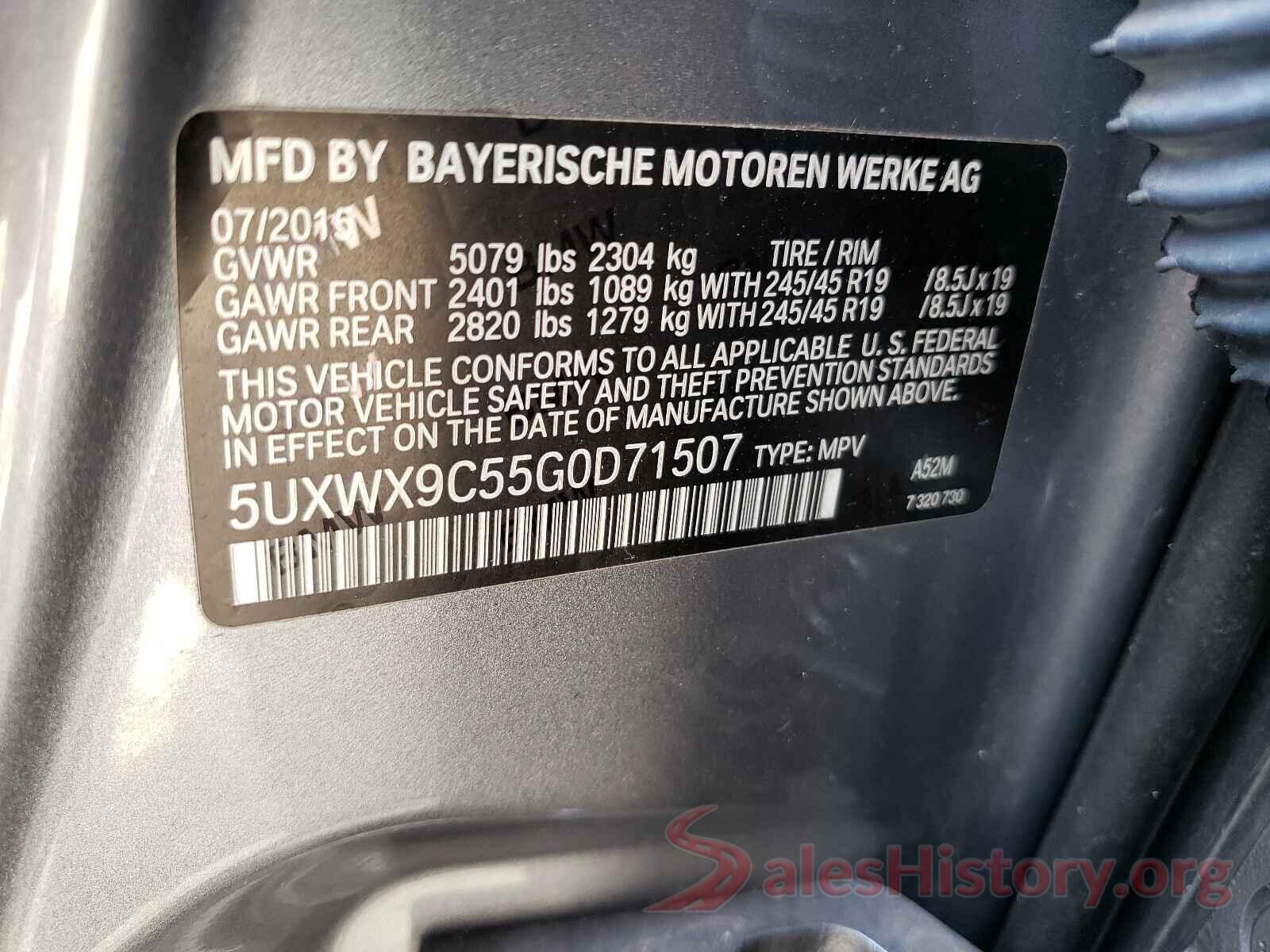 5UXWX9C55G0D71507 2016 BMW X3