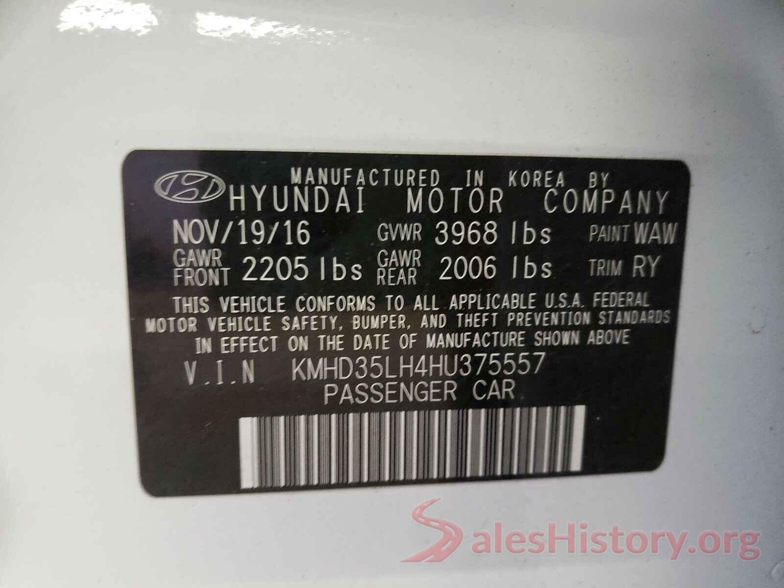 KMHD35LH4HU375557 2017 HYUNDAI ELANTRA