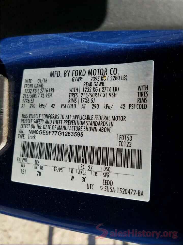 NM0GE9F77G1263595 2016 FORD TRANSIT CO