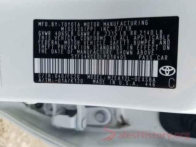 5YFS4RCE0LP018405 2020 TOYOTA COROLLA