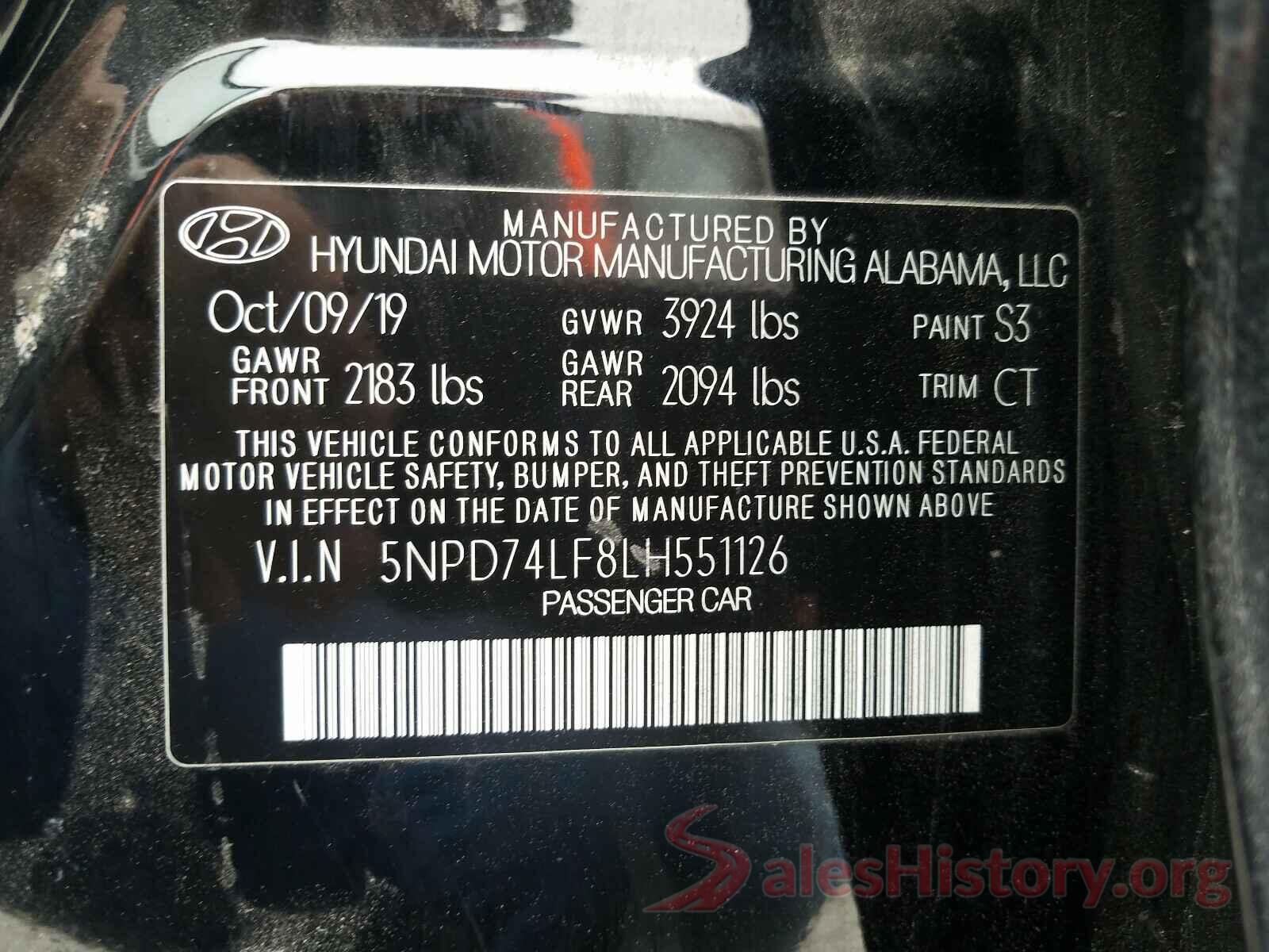 5NPD74LF8LH551126 2020 HYUNDAI ELANTRA