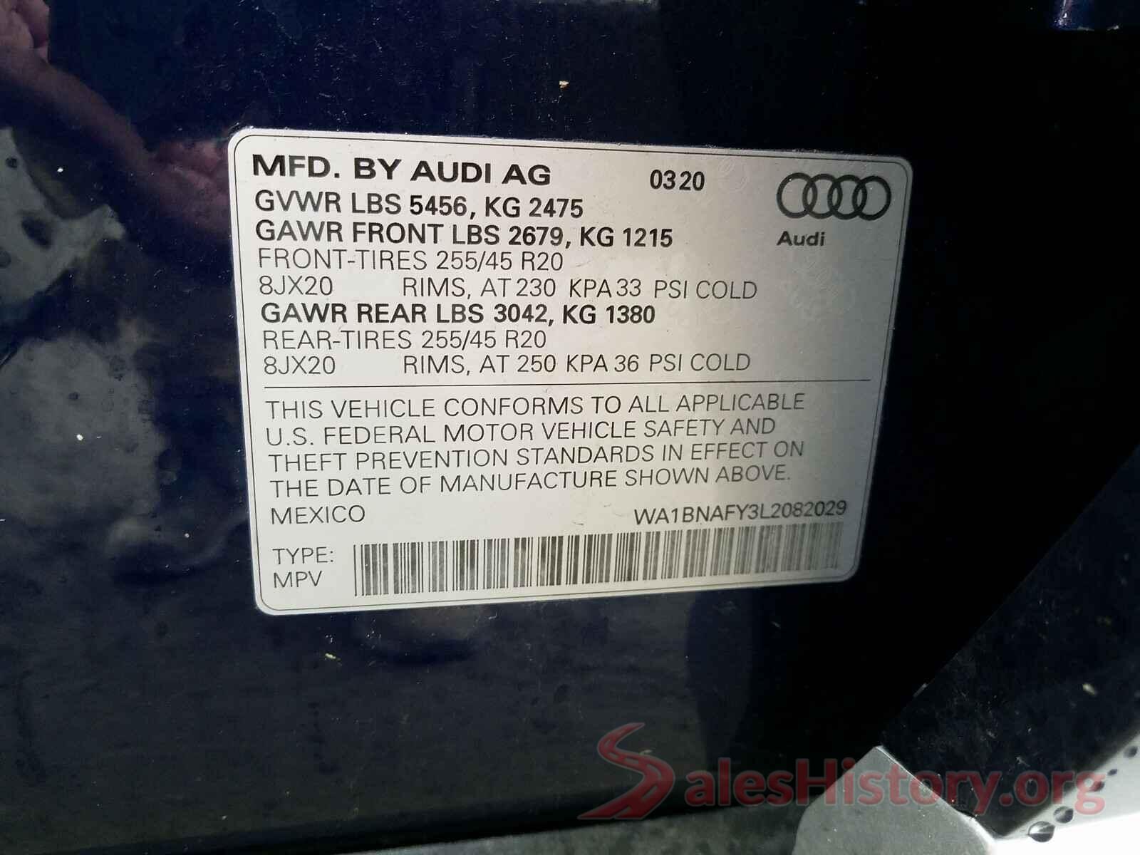 WA1BNAFY3L2082029 2020 AUDI Q5