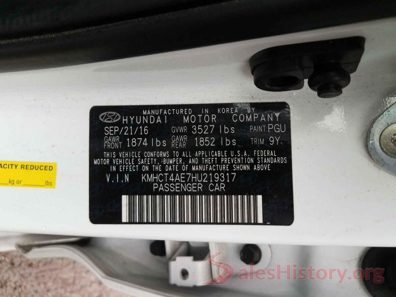 KMHCT4AE7HU219317 2017 HYUNDAI ACCENT