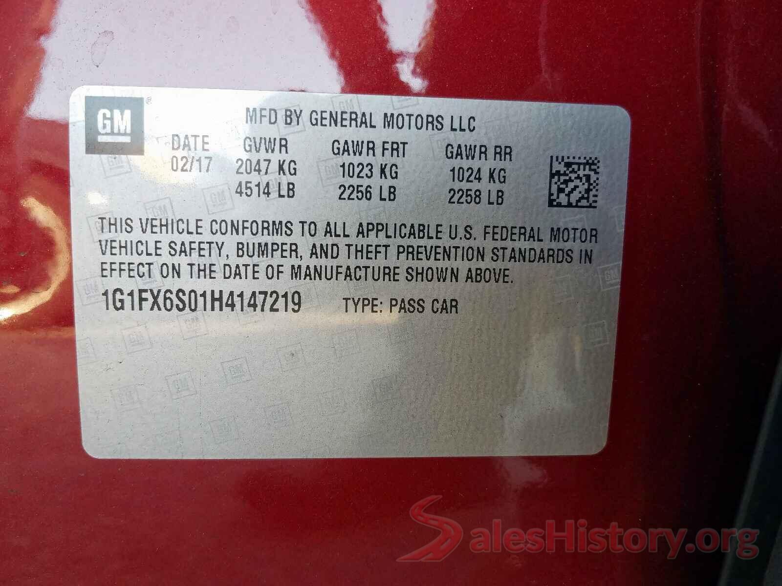 1G1FX6S01H4147219 2017 CHEVROLET BOLT