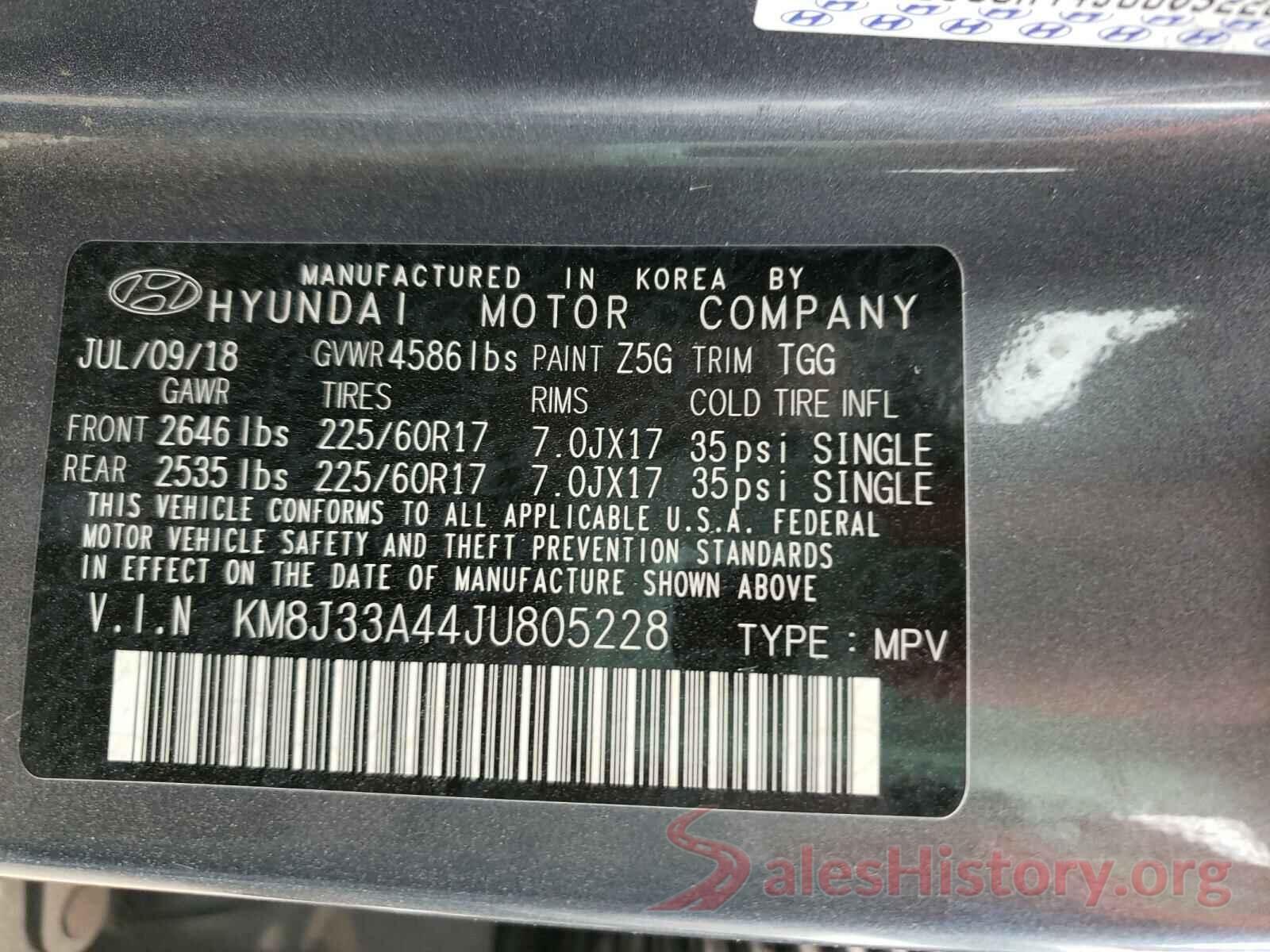 KM8J33A44JU805228 2018 HYUNDAI TUCSON