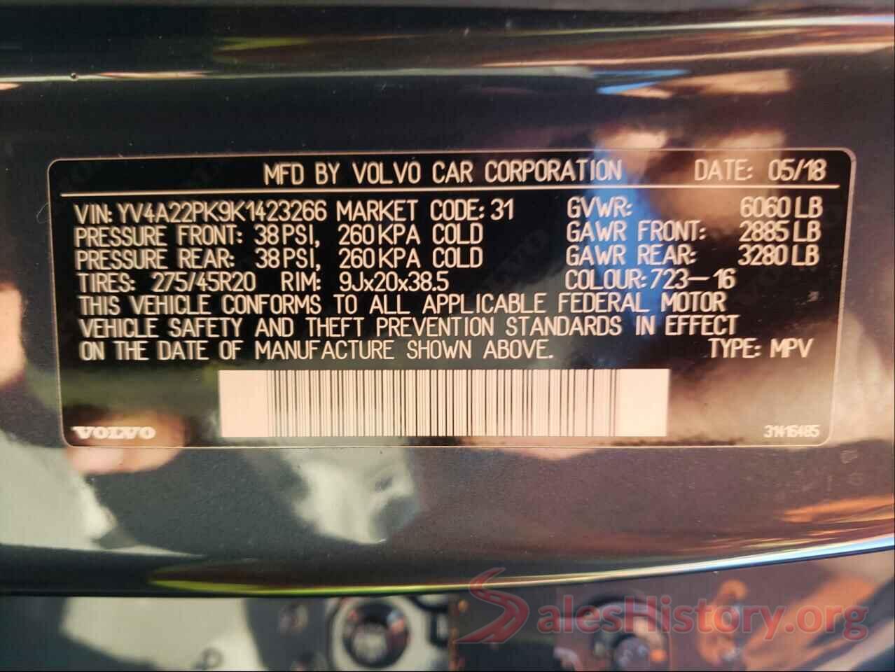 YV4A22PK9K1423266 2019 VOLVO XC90