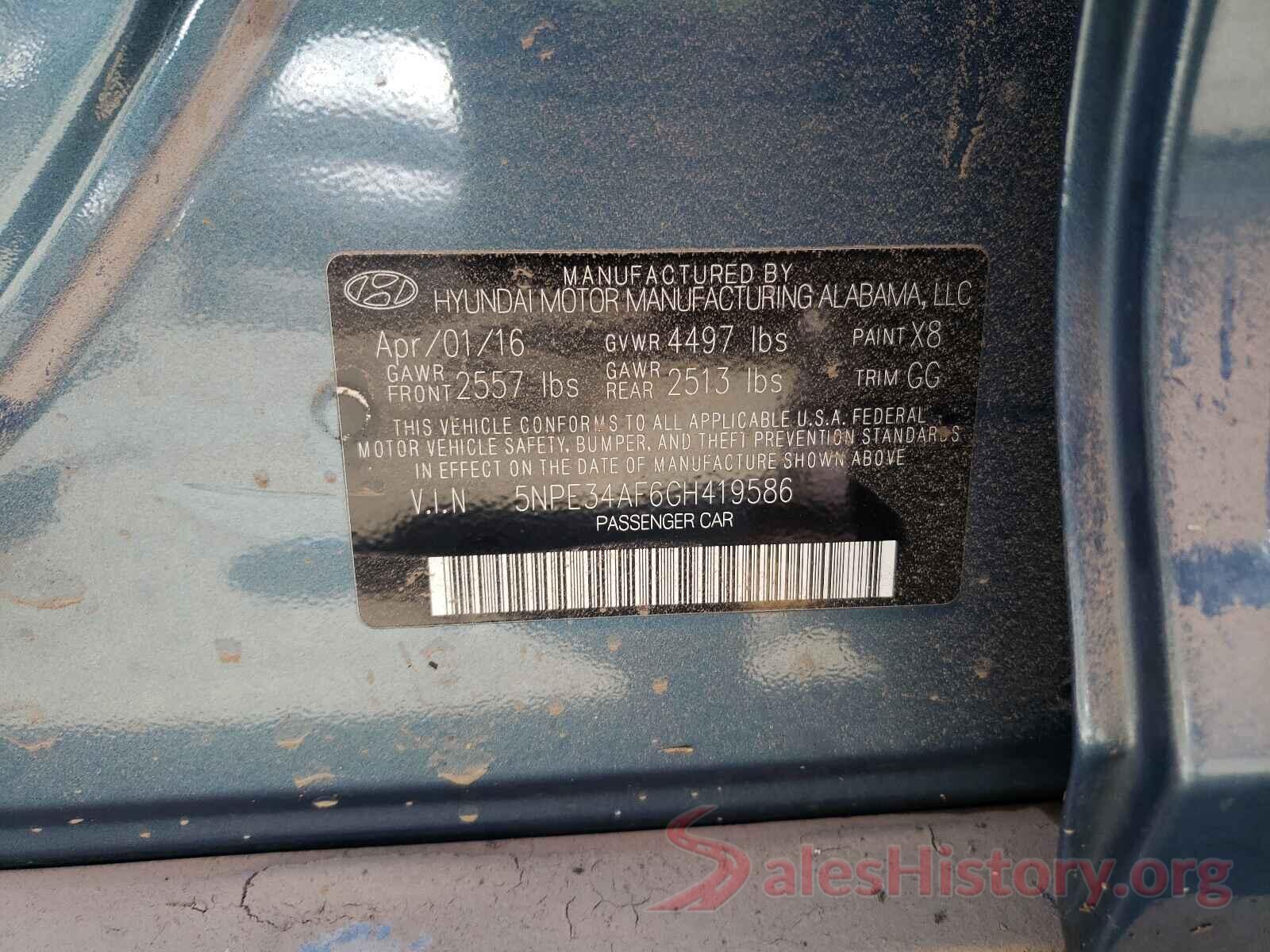 5NPE34AF6GH419586 2016 HYUNDAI SONATA