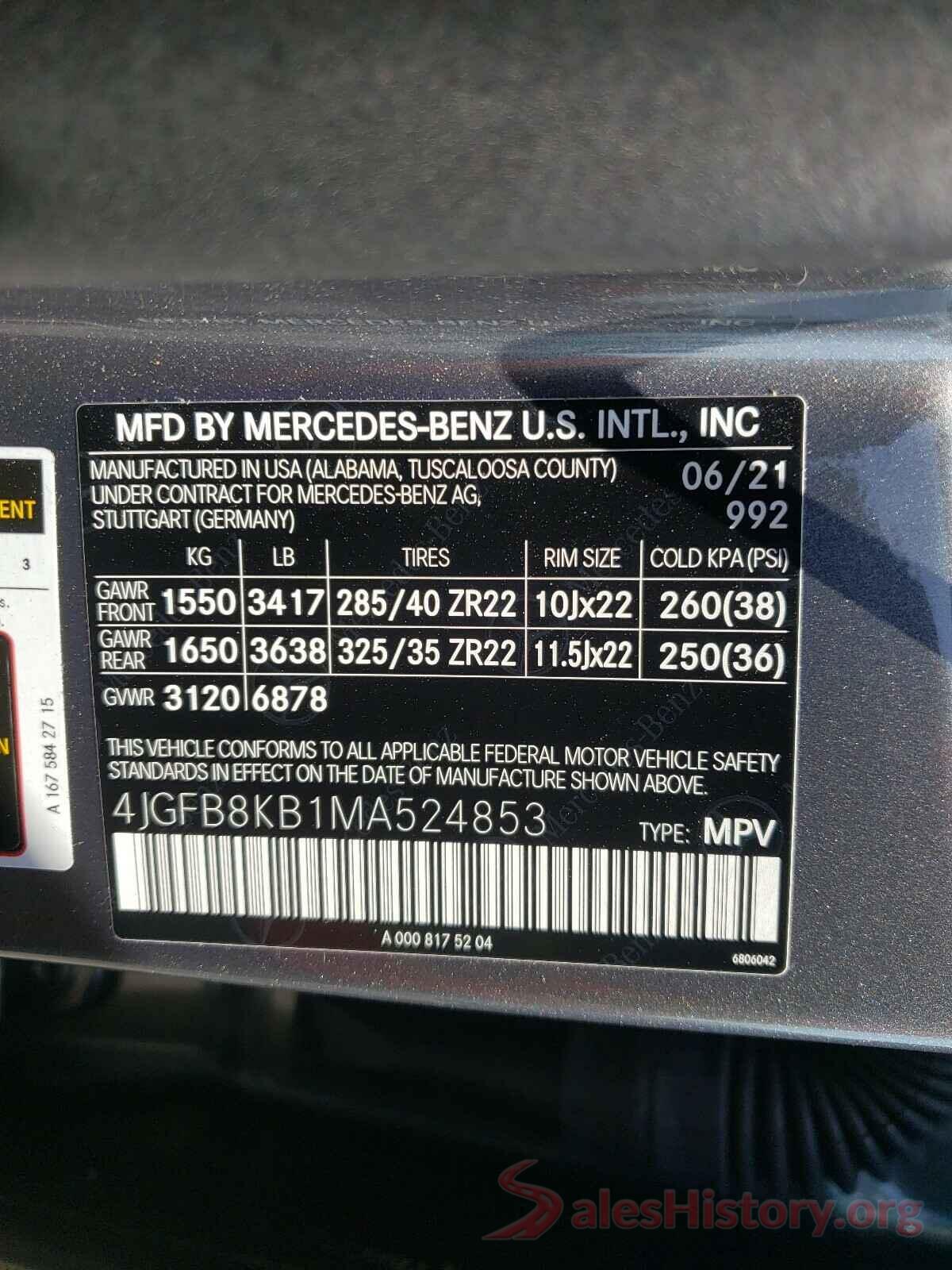 4JGFB8KB1MA524853 2021 MERCEDES-BENZ GLE-CLASS