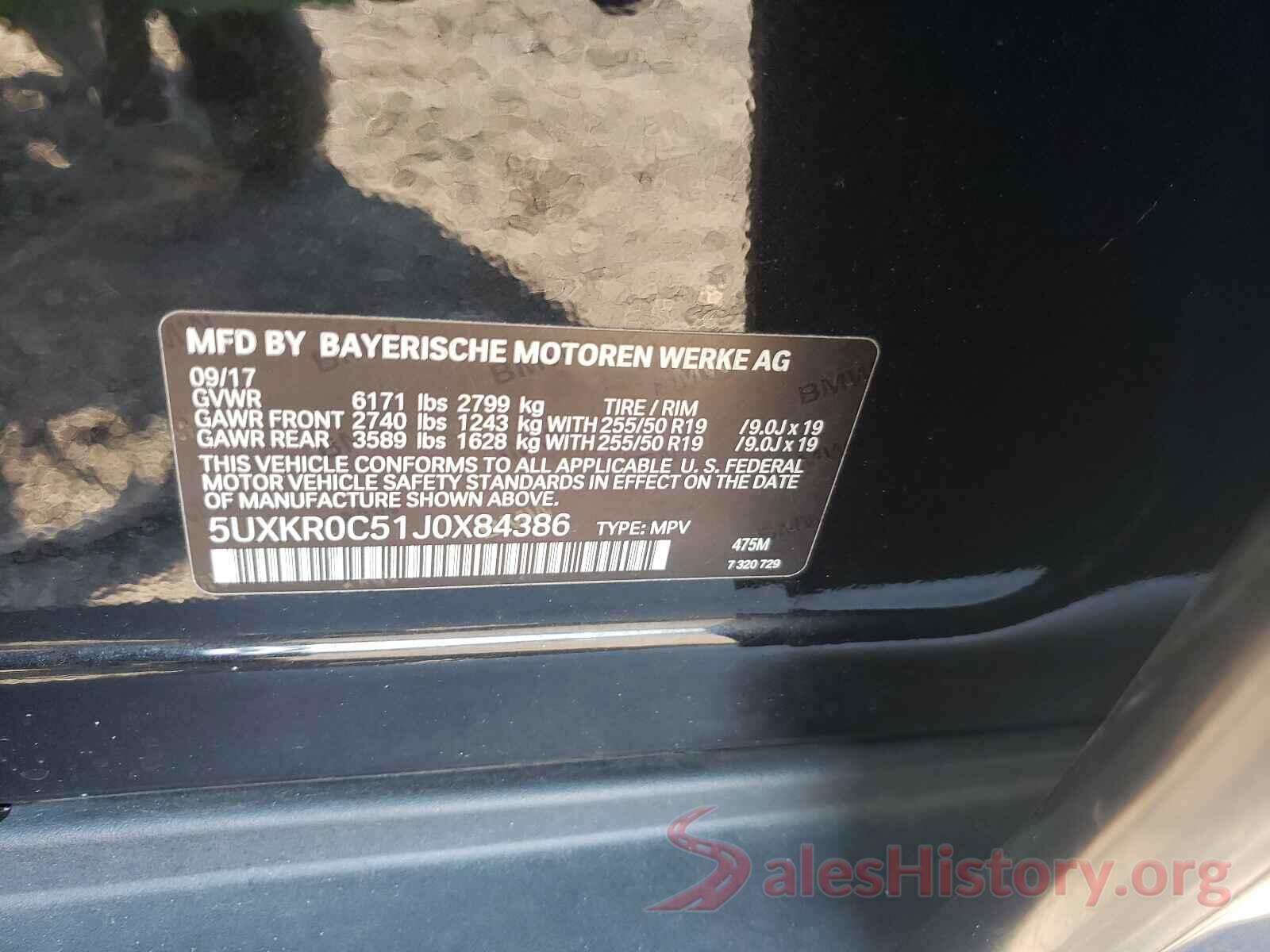 5UXKR0C51J0X84386 2018 BMW X5