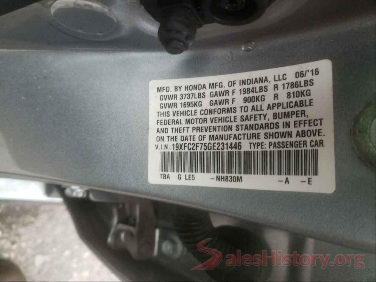 19XFC2F75GE231446 2016 HONDA CIVIC