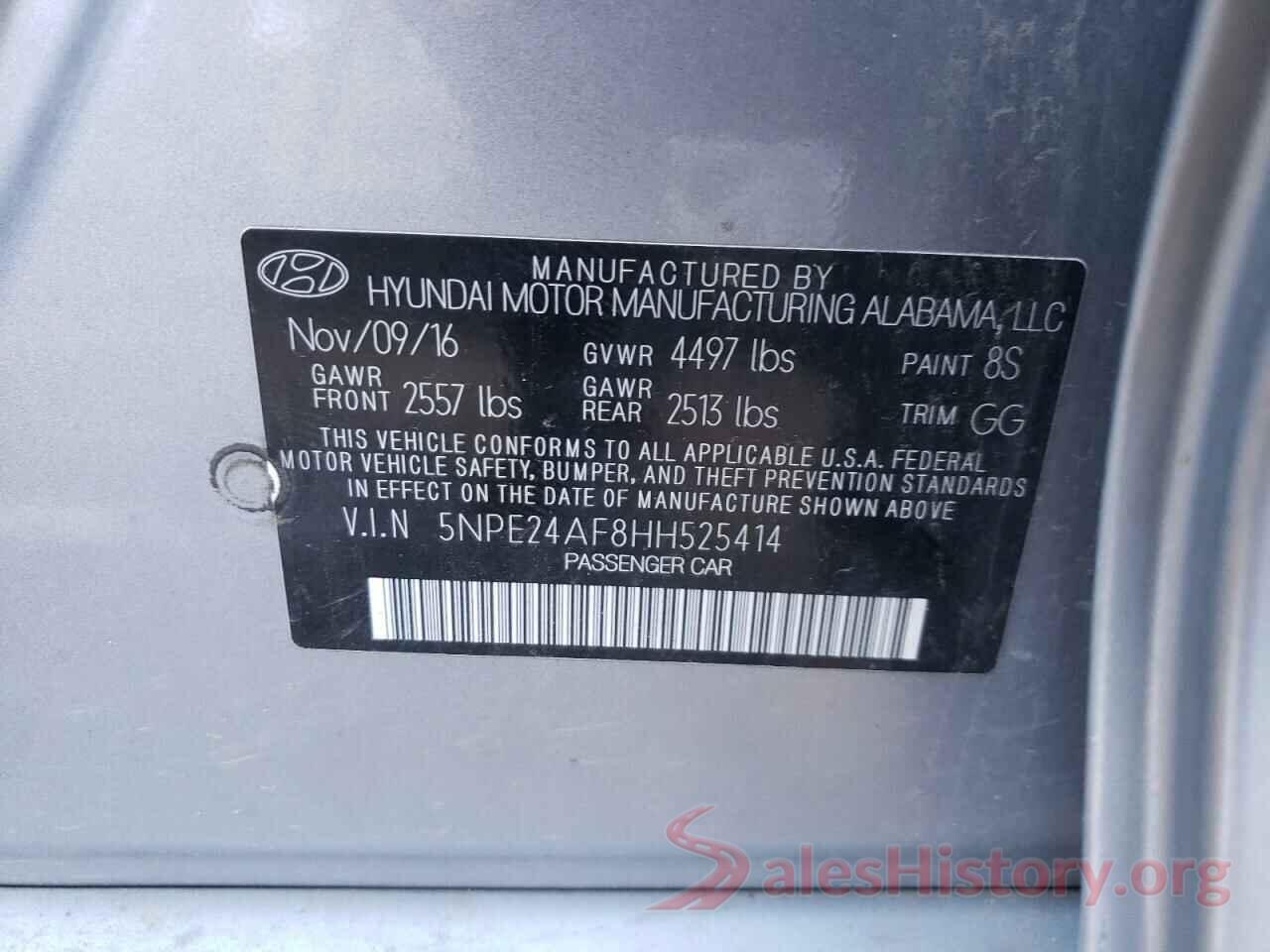 5NPE24AF8HH525414 2017 HYUNDAI SONATA