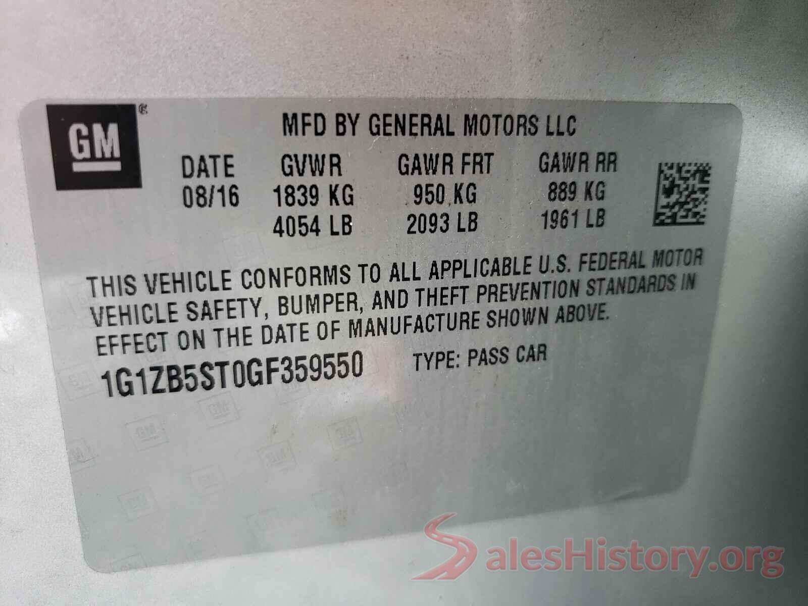 1G1ZB5ST0GF359550 2016 CHEVROLET MALIBU