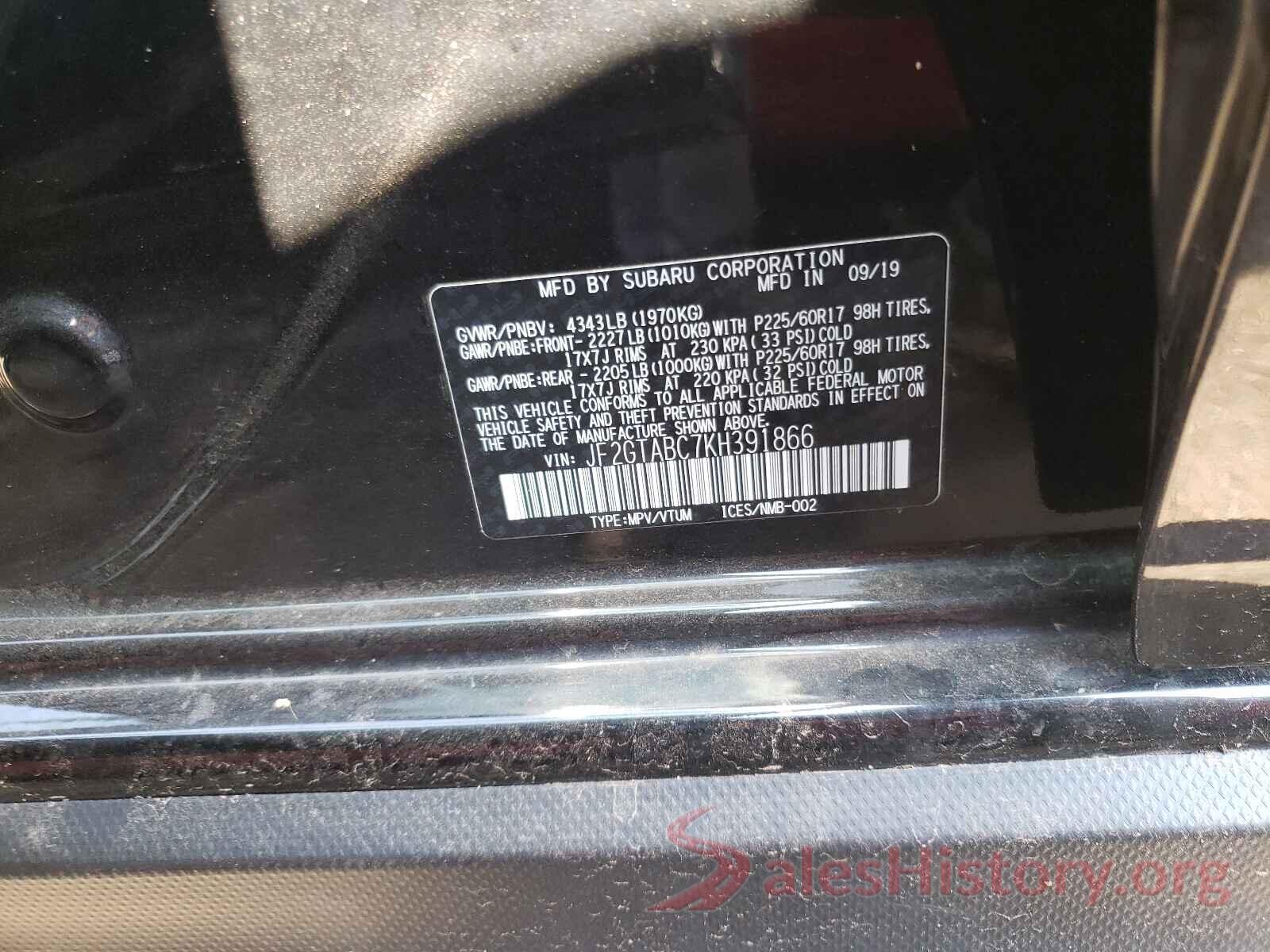 JF2GTABC7KH391866 2019 SUBARU CROSSTREK