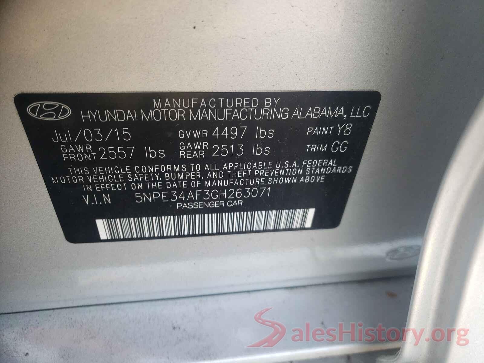 5NPE34AF3GH263071 2016 HYUNDAI SONATA