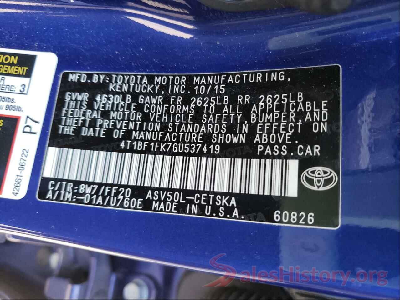 4T1BF1FK7GU537419 2016 TOYOTA CAMRY