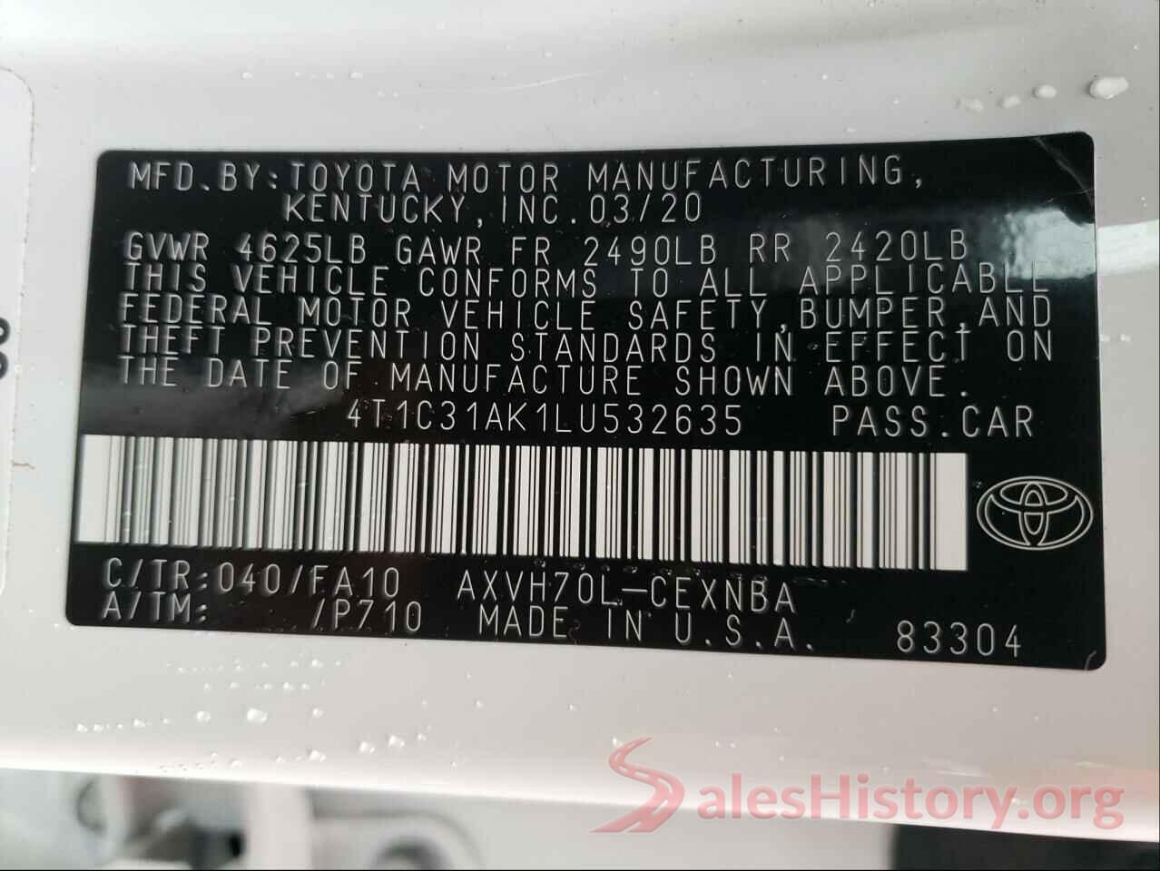 4T1C31AK1LU532635 2020 TOYOTA CAMRY