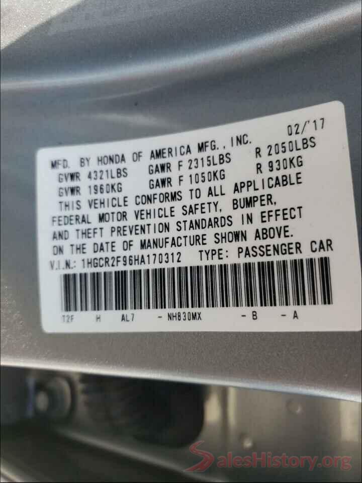 1HGCR2F96HA170312 2017 HONDA ACCORD