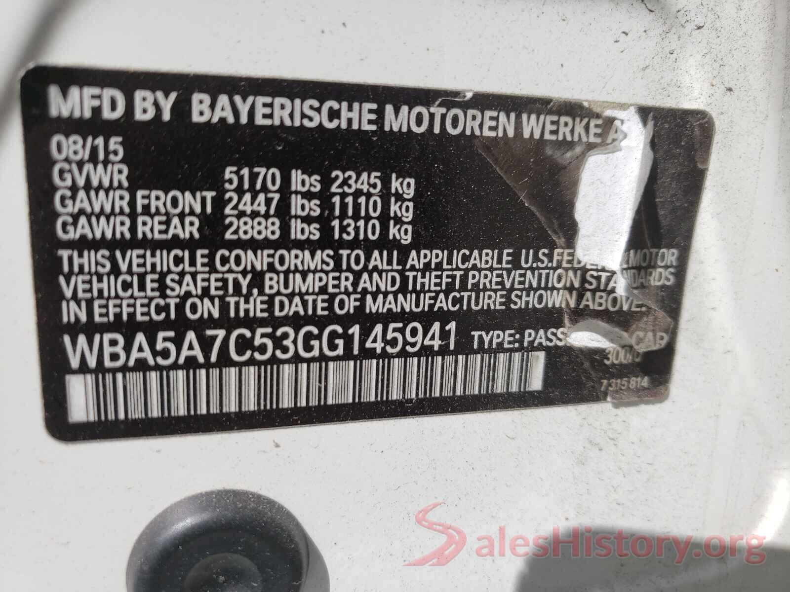 WBA5A7C53GG145941 2016 BMW 5 SERIES