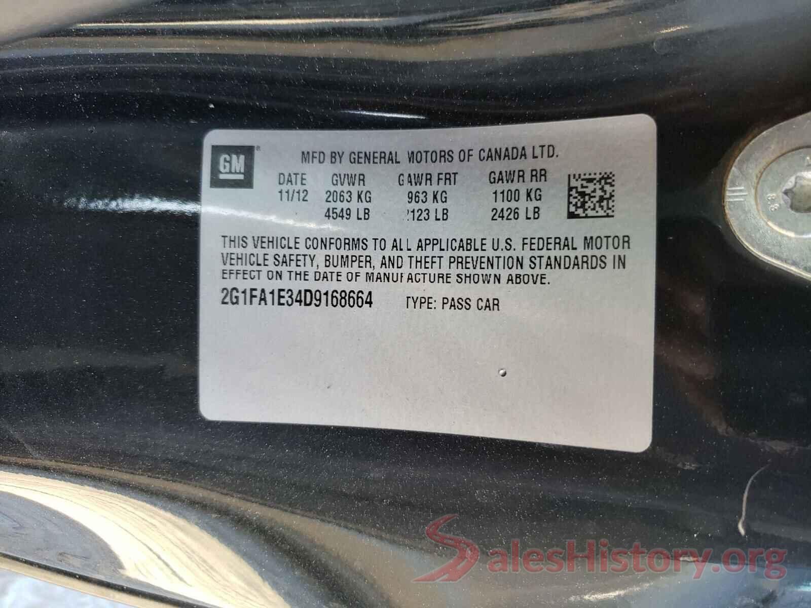 2G1FA1E34D9168664 2013 CHEVROLET CAMARO