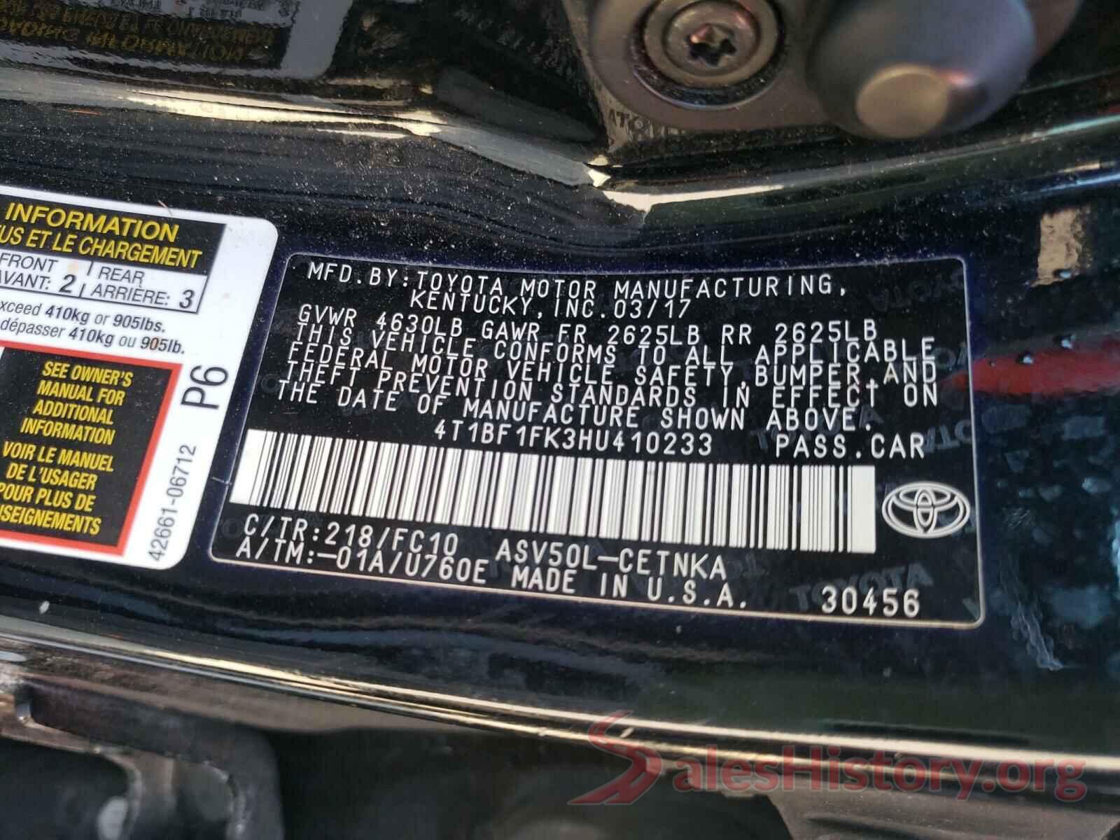 4T1BF1FK3HU410233 2017 TOYOTA CAMRY