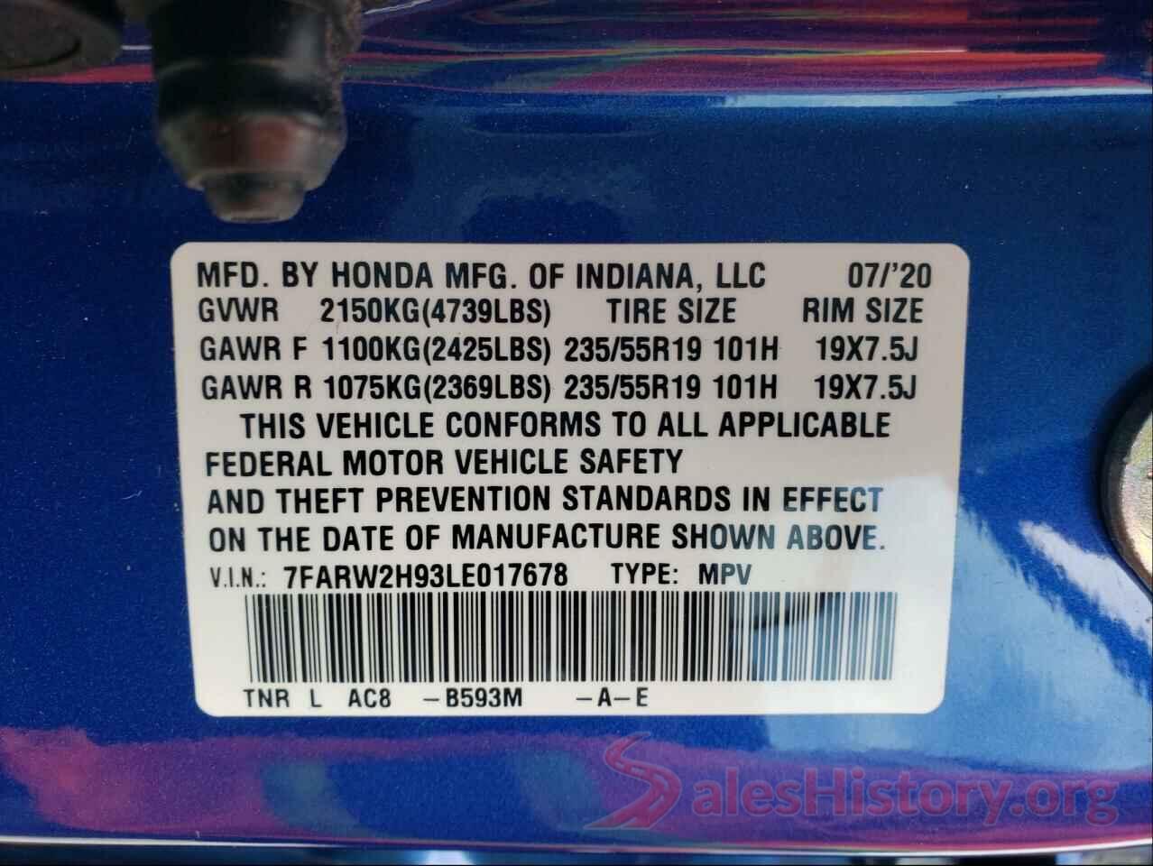 7FARW2H93LE017678 2020 HONDA CRV