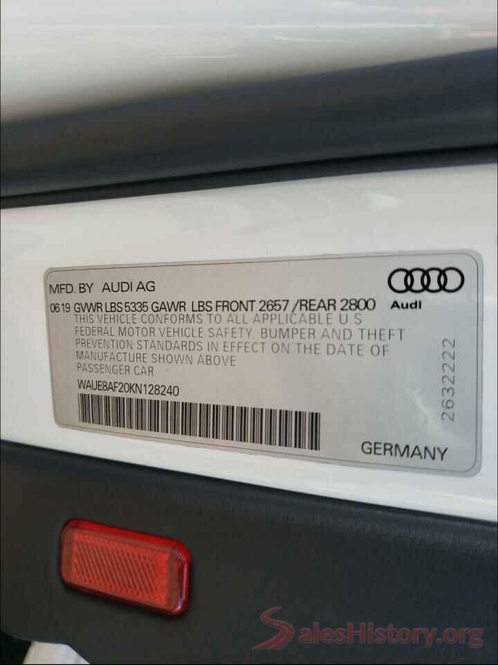 WAUE8AF20KN128240 2019 AUDI A6